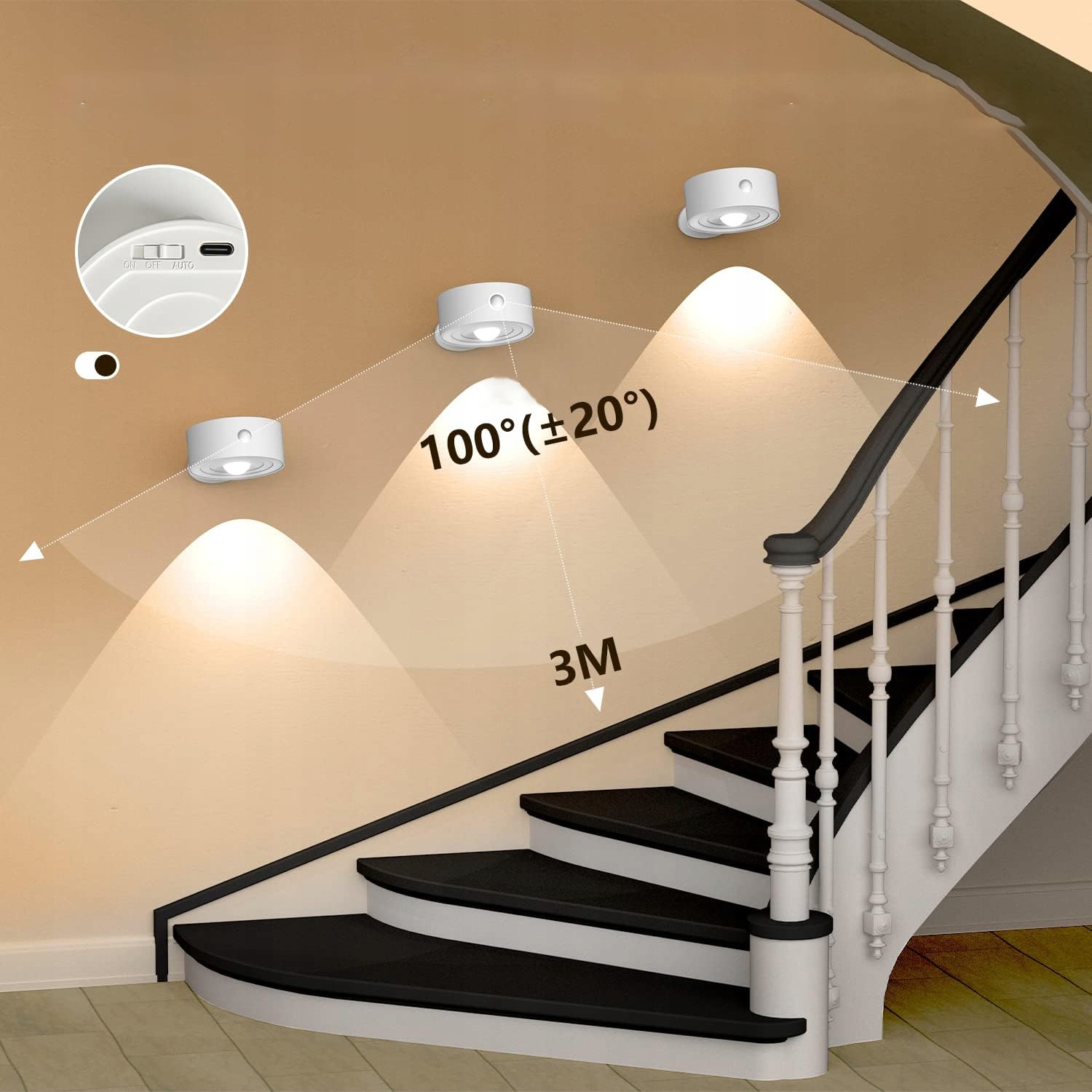 KINKIET WEWNĘTRZNY LED OBRÓT O 360° CZUJNIK RUCHU Kolekcja Wall Lamp