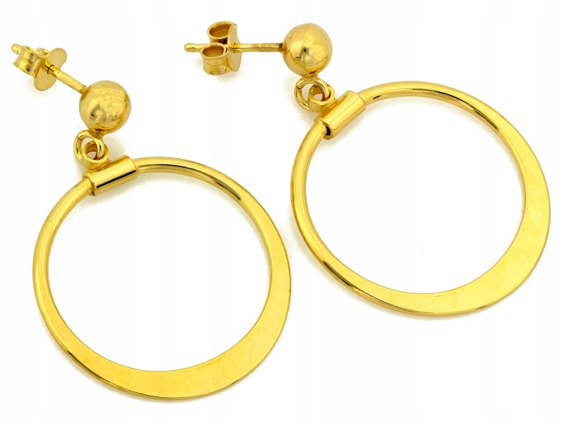 Stříbrné náušnice pozlacené 925, závěsné kroužky na tyči jako dárek