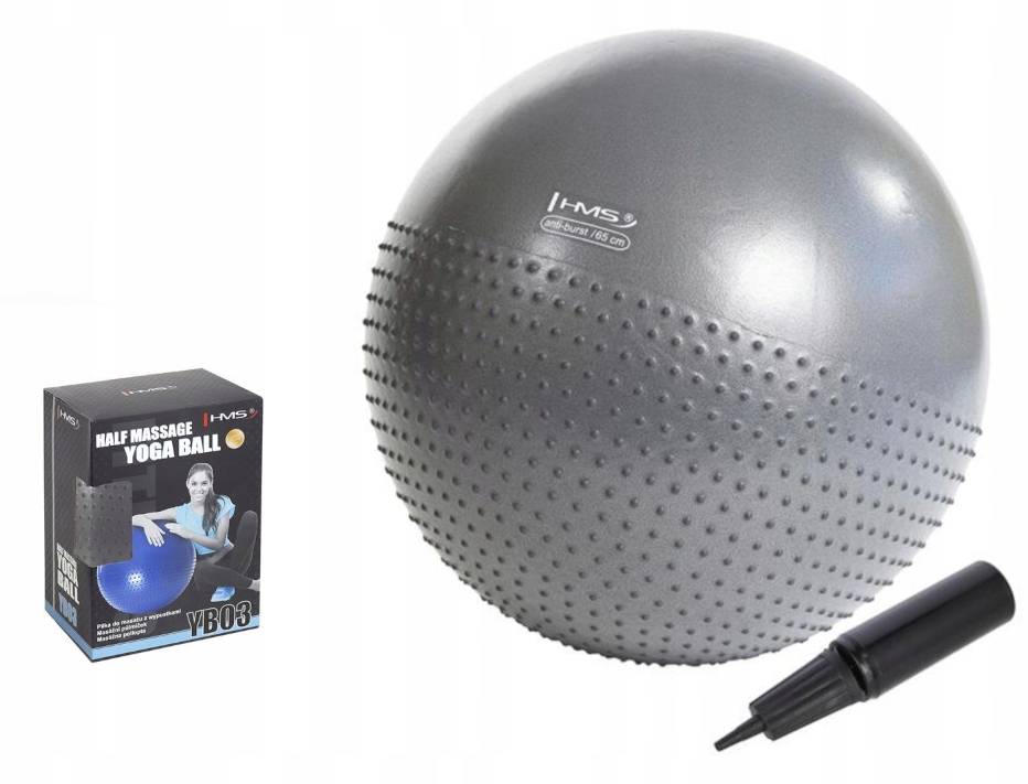Piłka gimnastyczna masująca do ćwiczeń szara 65cm Anti-Burst YB03 Hms