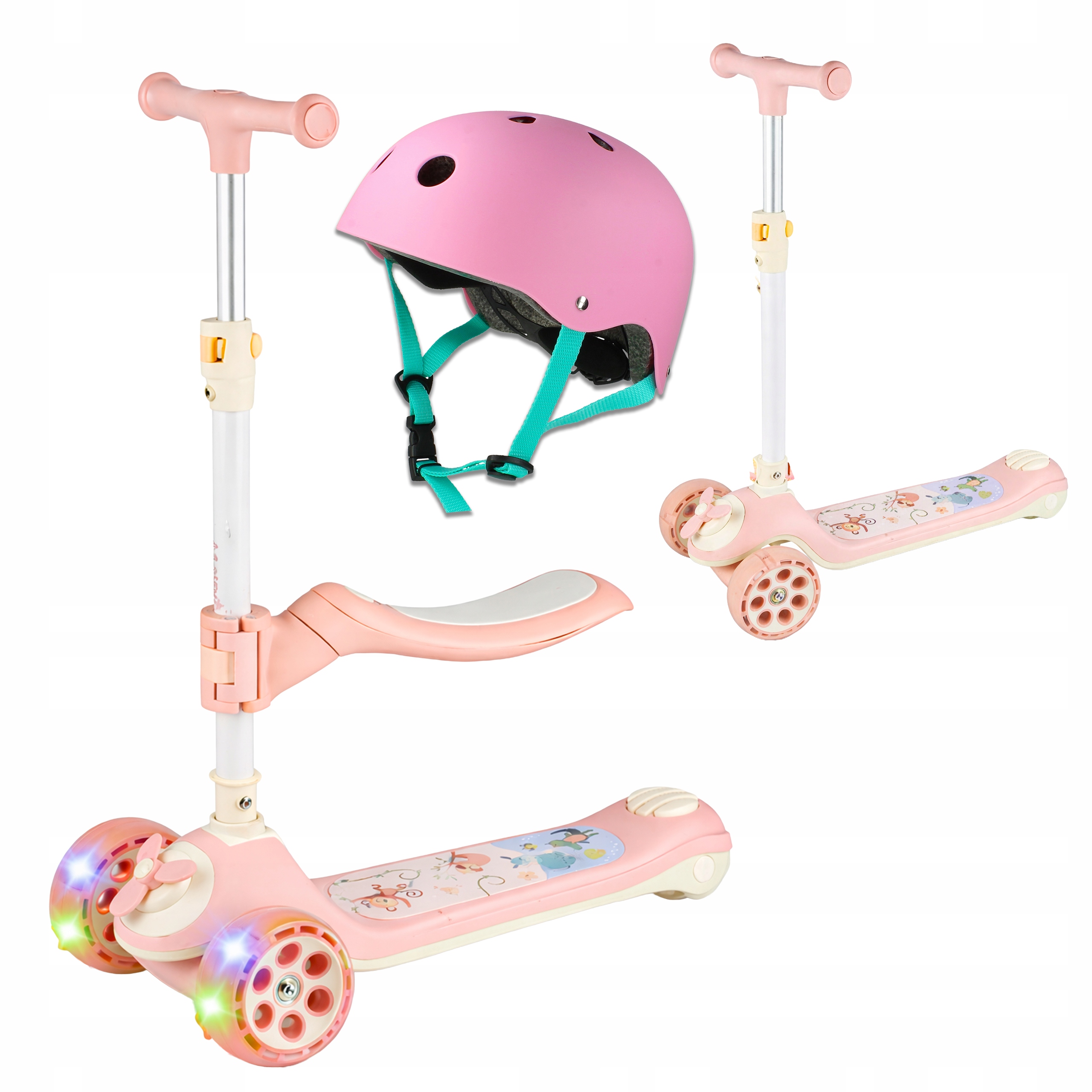 Hulajnoga 3-kołowa balansowa 2w1 siodełko kask koła Led regulowana