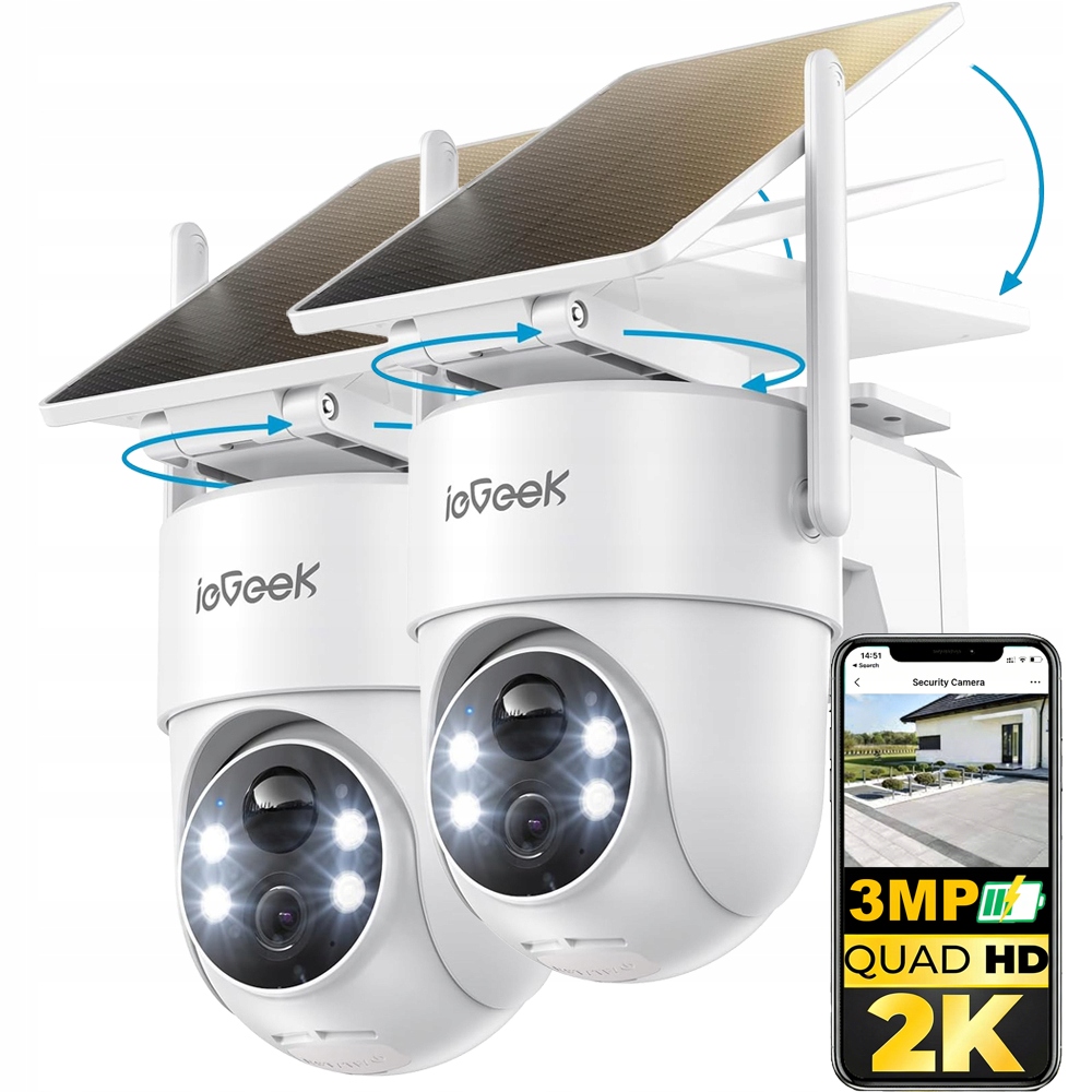 2 kusy 3MPX Bezdrátová venkovní bezpečnostní kamera Ptz kamera