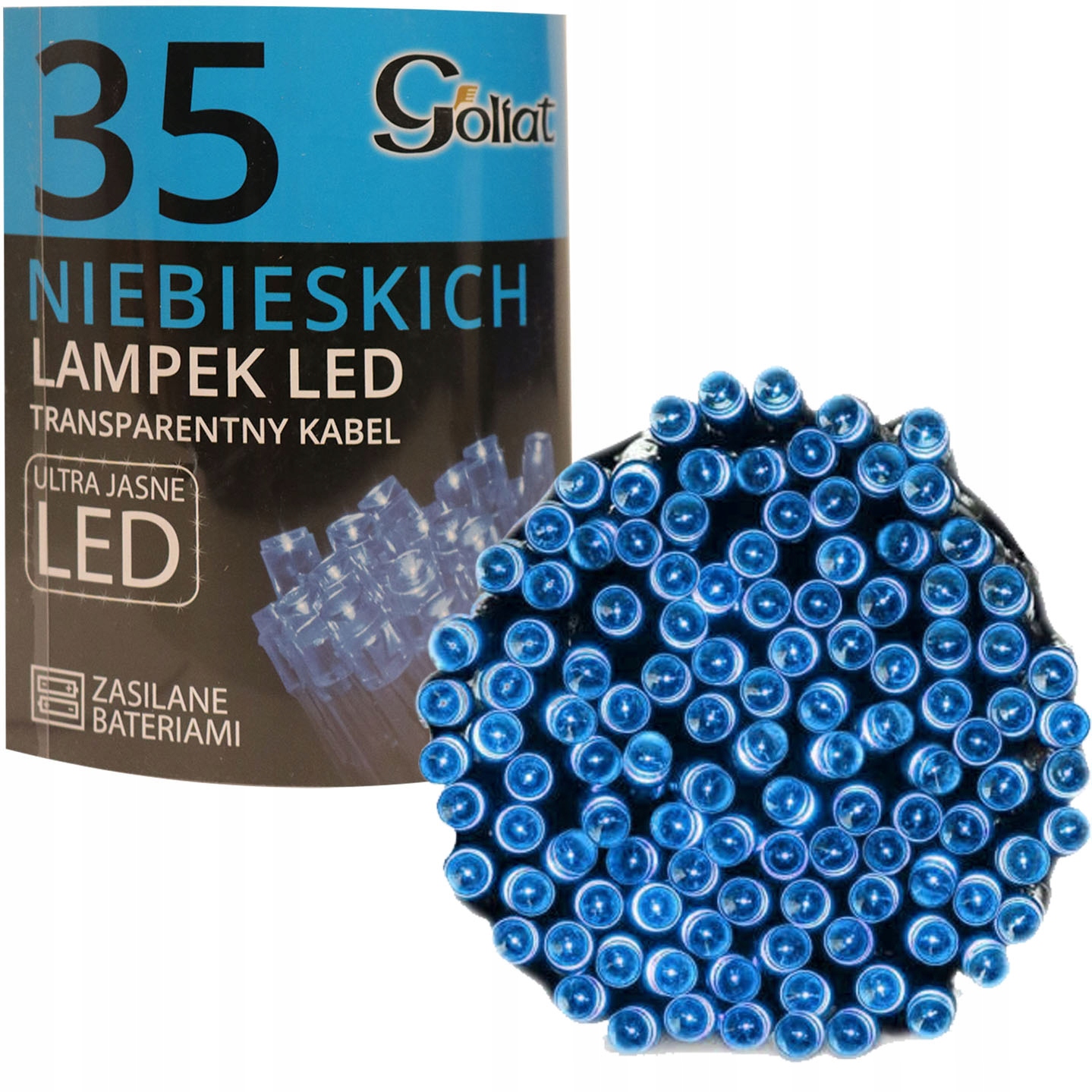 

Lampki choinkowe 35led niebieski na baterie