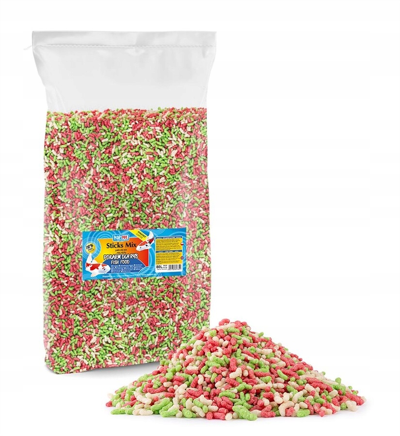 Krmivo pro ryby Tyčinky mix tříbarevné Happet 80 L