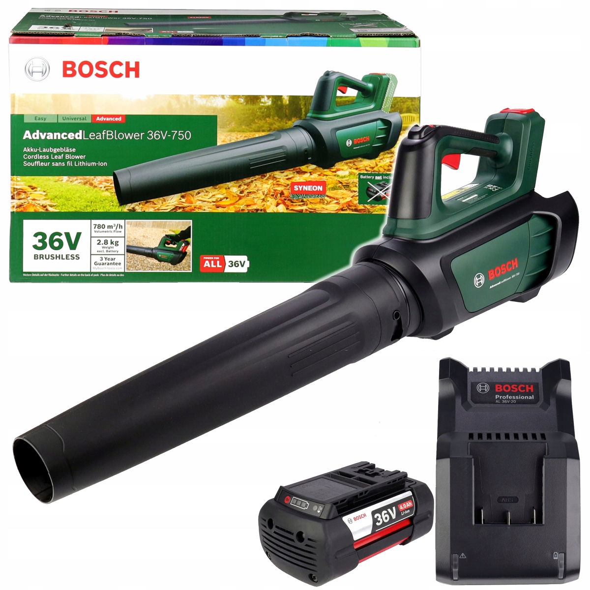 AKUMULATOROWA DMUCHAWA DO LIŚCI AdvancedLeafBlower 36V-750 BOSCH 1x4,0Ah