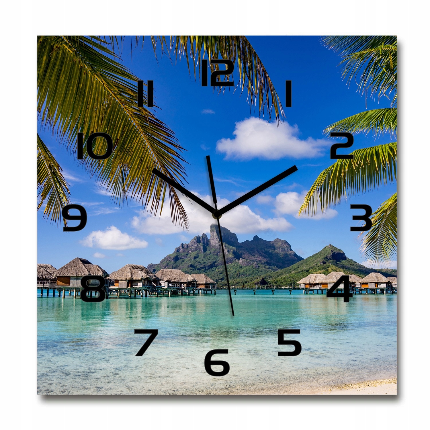 

Wiszący szklany zegar Palmy na Bora Bora 60x60 cm