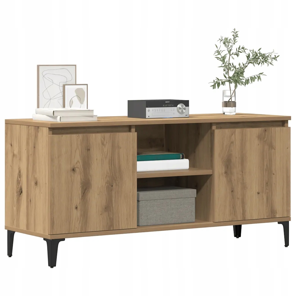 Tv skříňka dub artisan 102 x 35 x 50 cm kompozitní dřevo Hnědá 856431