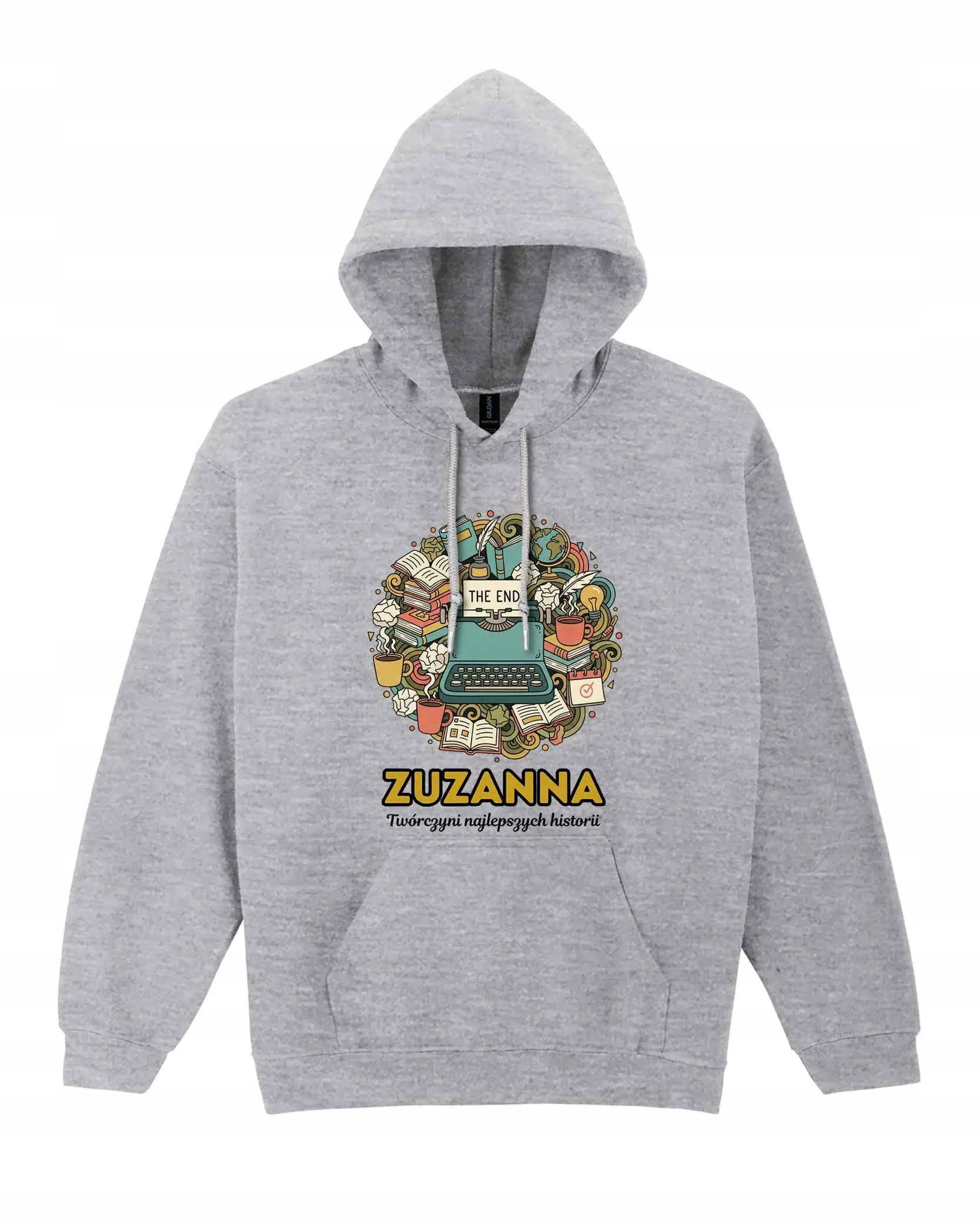 Mikina s kapucí Personalizovaný ilustrátor Šedá M