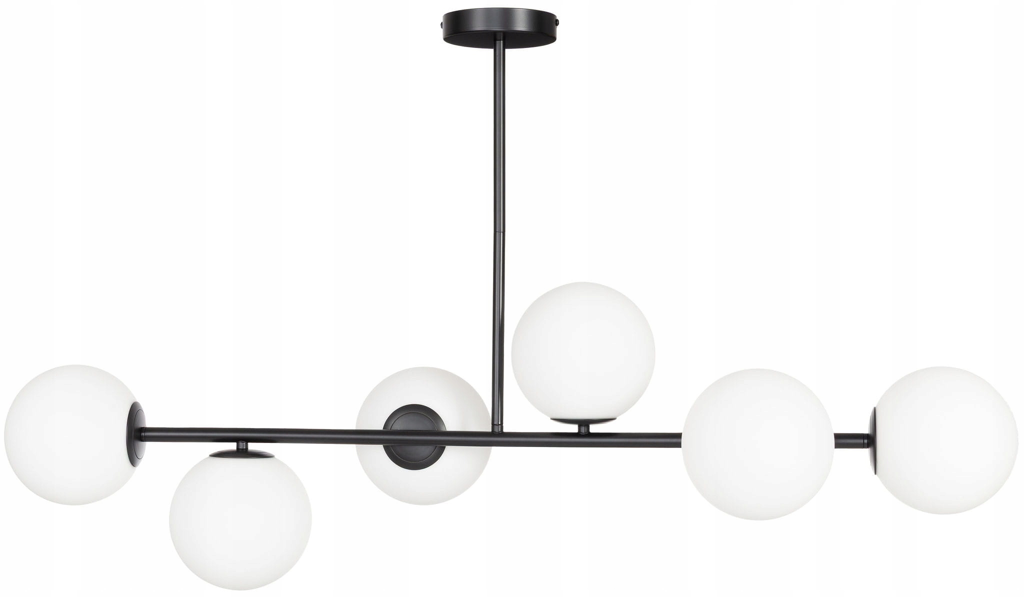 Stropná lampa Milano čierna 6 mliečných tienidiel s guličkami EP1C20