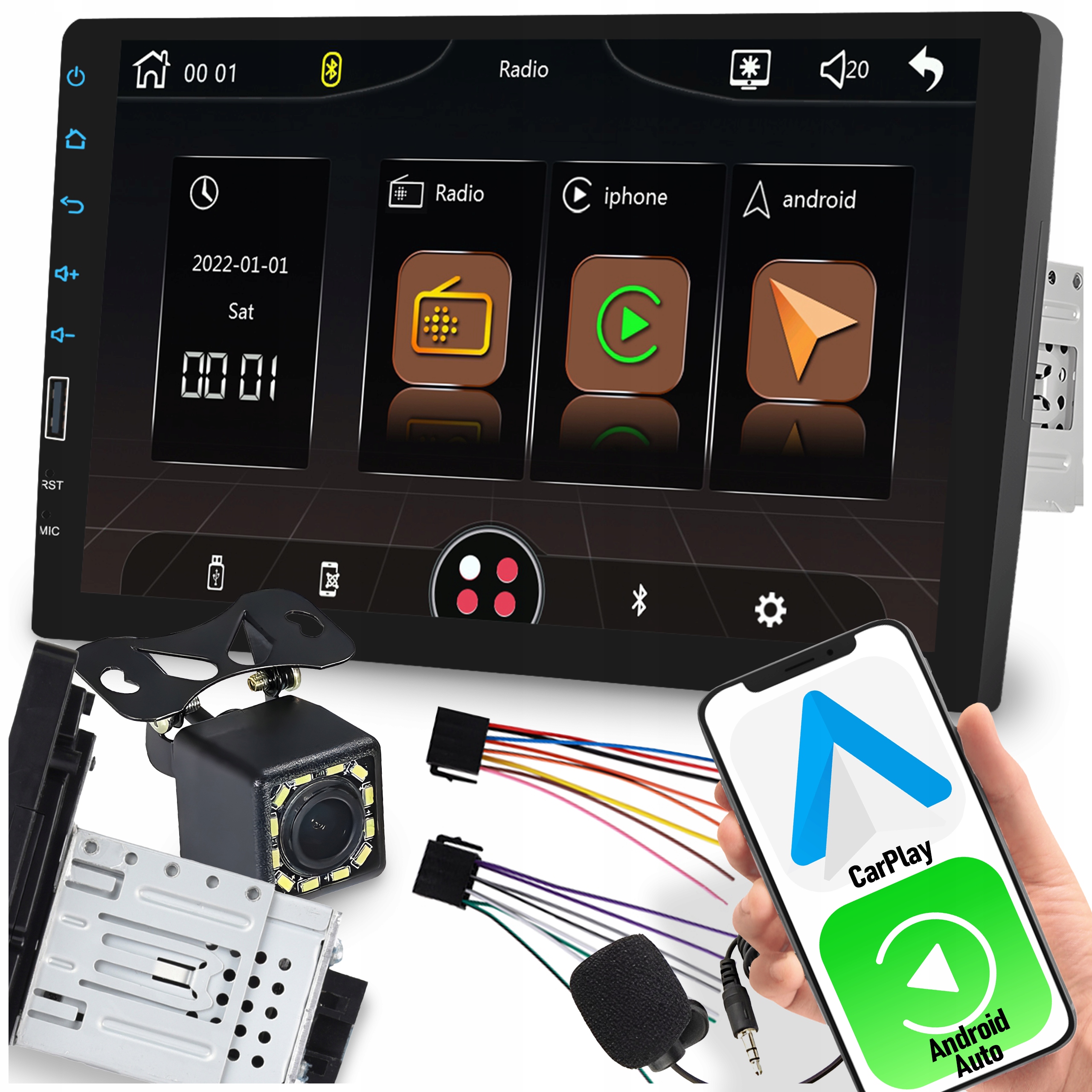 Autorádio 1 Din 9 Palcov Bt Dotykový Displej Mirror Link Carplay Usb