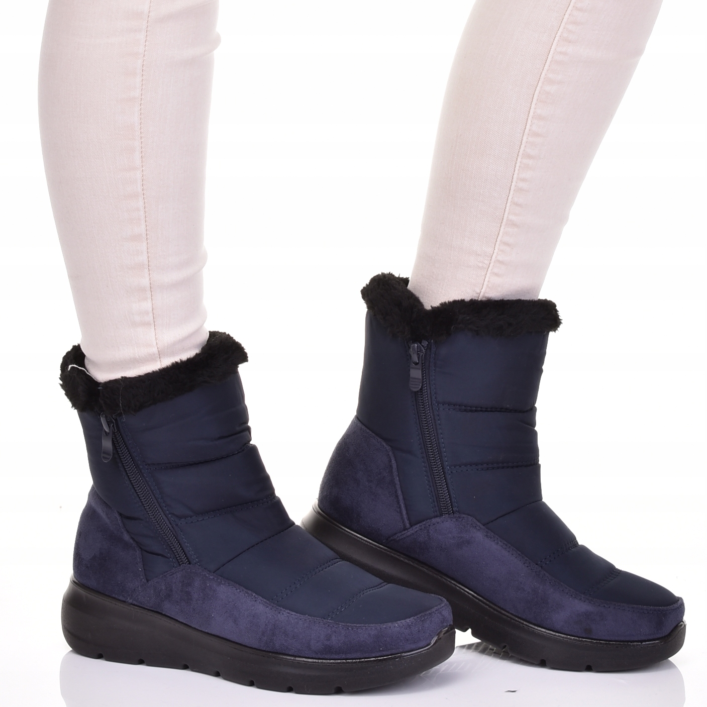 DAMSKIE ŚNIEGOWCE BARDZO CIEPŁE BUTY ZIMOWE WSUWANE NA ZAMEK Z FUTERKIEM Marka inna