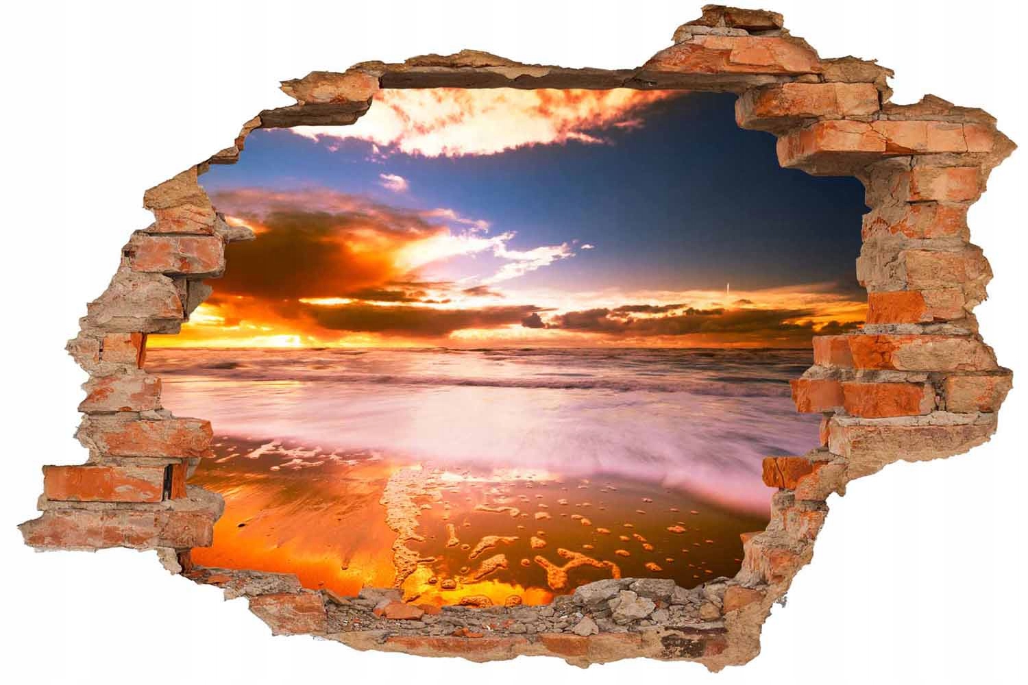 

Fototapeta 3D Dziura Ścienna Zachód Słońca Morze
