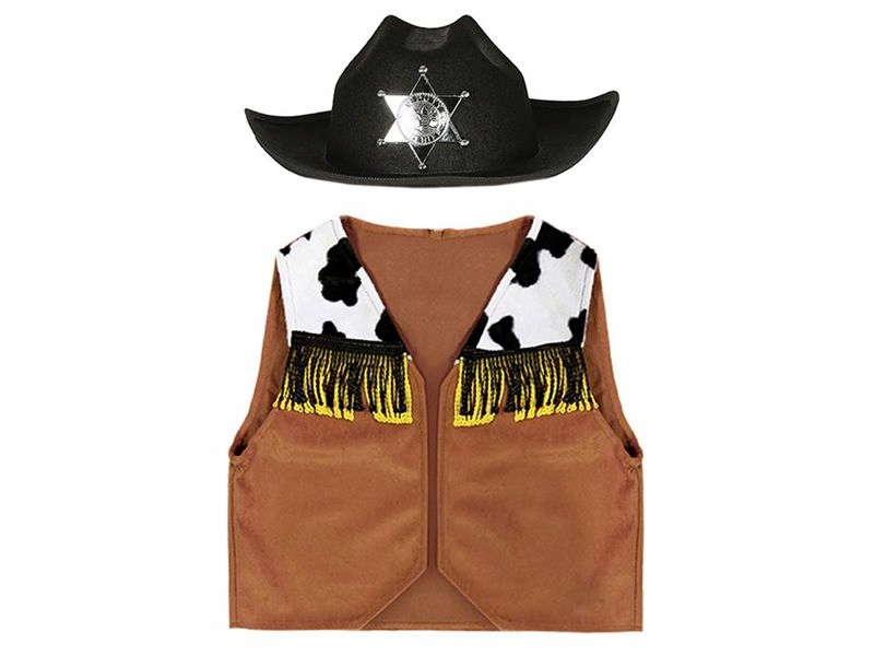 STRÓJ SZERYF KOWBOJ KAMIZELKA KAPELUSZ 116-128