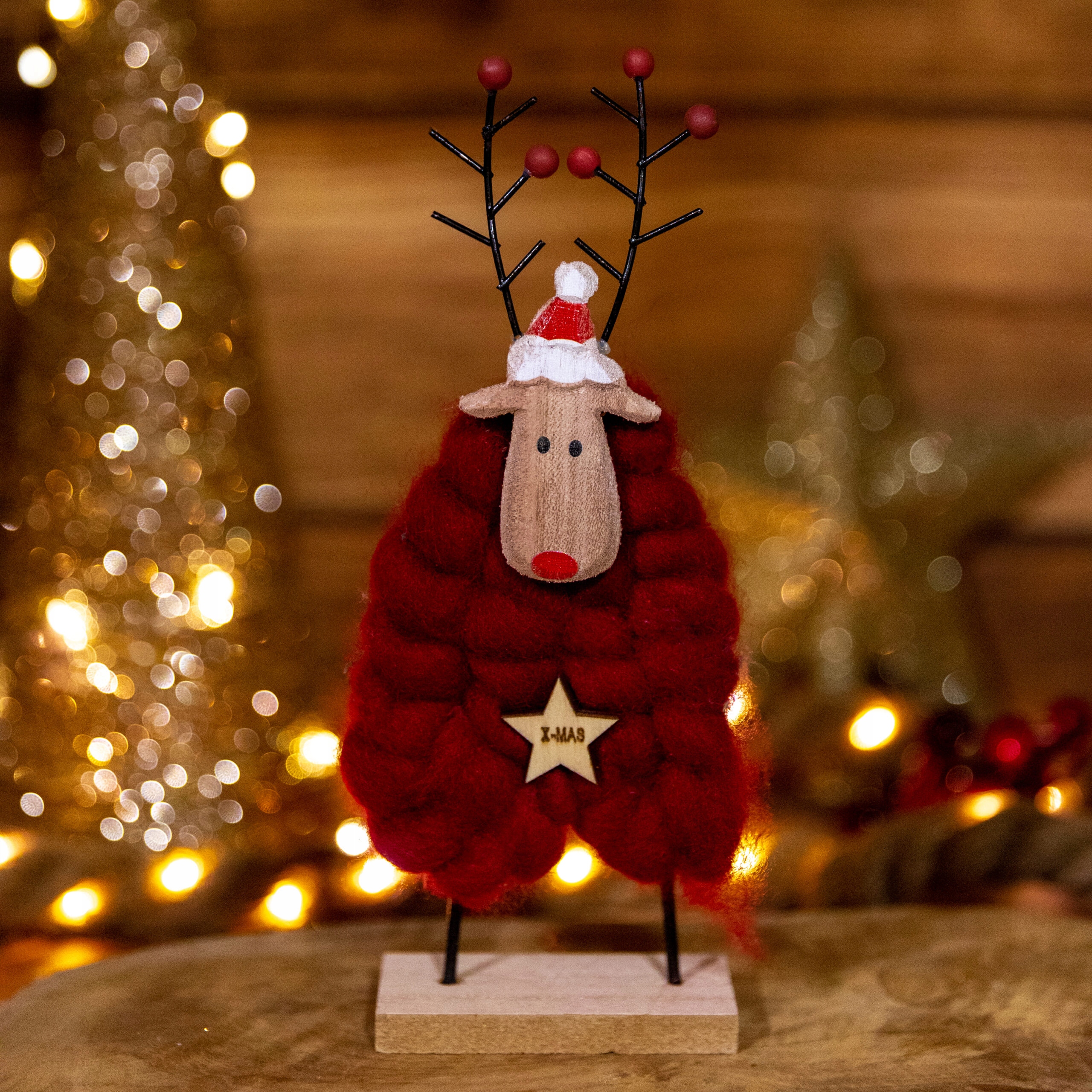 DEKORACJA RENIFER ROGI OZDOBA ŚWIĄTECZNA FIGURKA DREWNIANA BOŻE NARODZENIE Marka inna