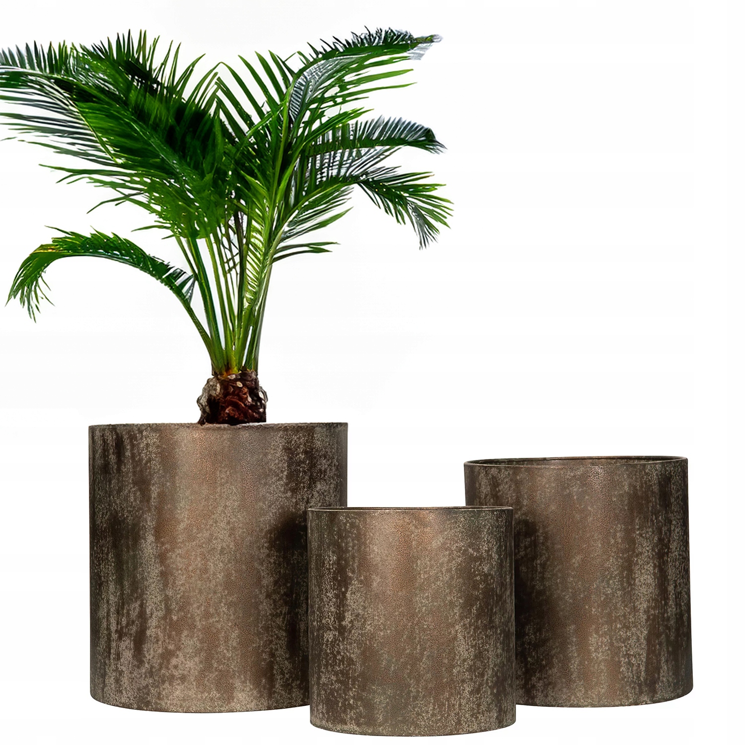 Vysoká Kvetináčka 35 cm loft kovová sada 3 ks obal na kvetináč do obývačky na balkón