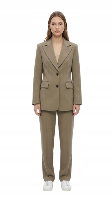 Perry Series Khaki Jednořadé Sako S Klasickými Klopami A Kapucí