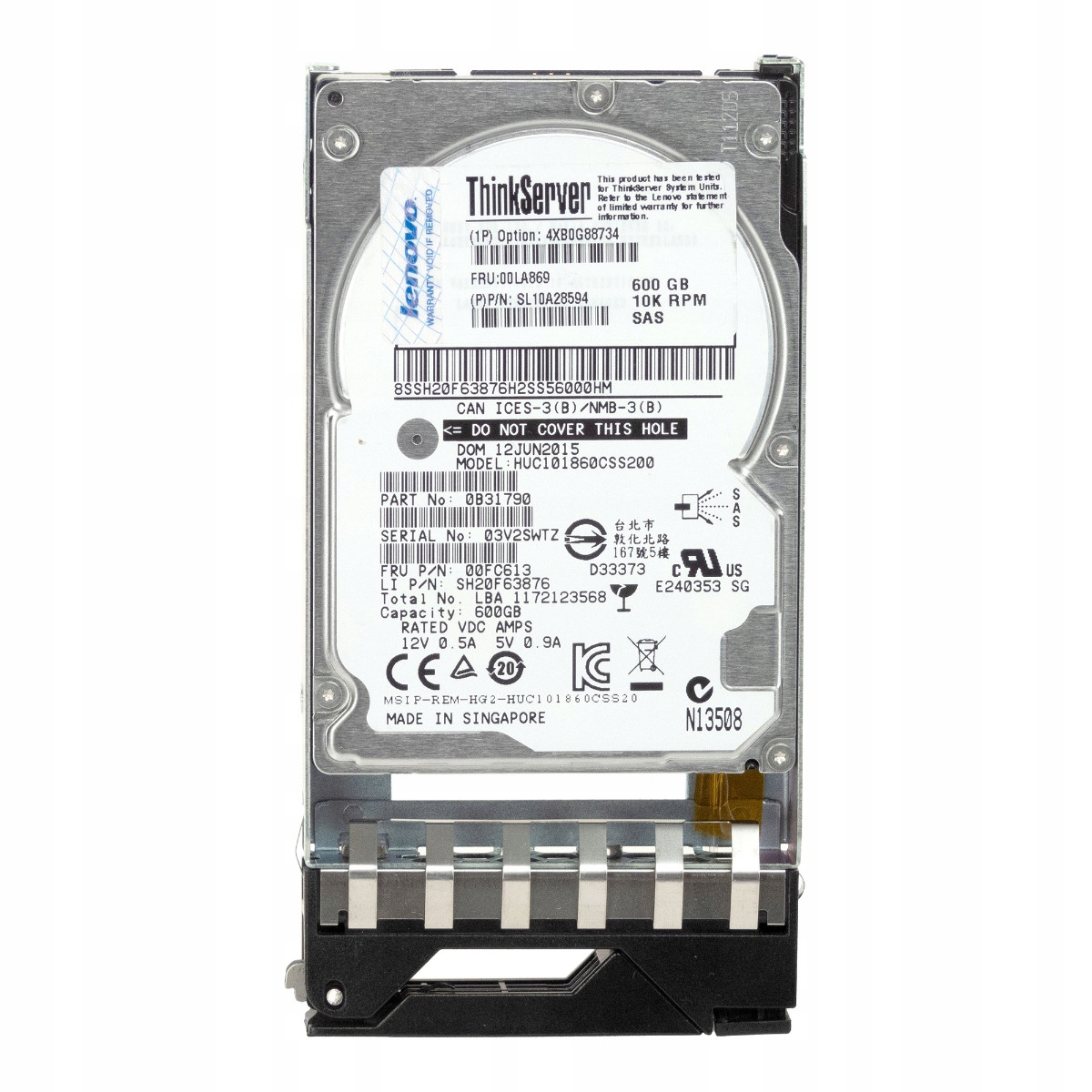 Lenovo 00LA869 SL10A28594 600GB 10K 64MB SAS-3 2.5'' HUC101860CSS200