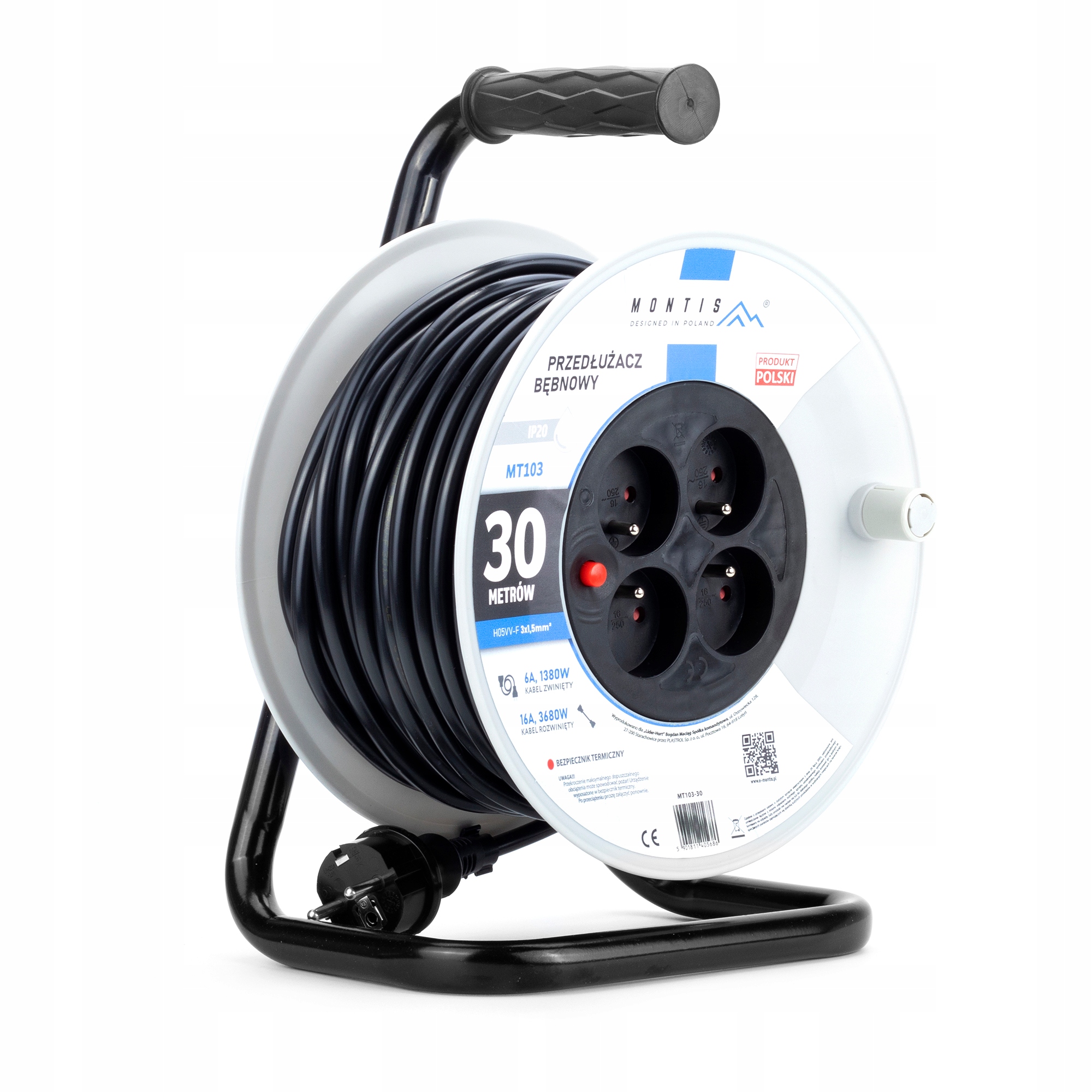 Predlžovací Kábel Bubnový 30 m 3x1,5 Na Bubne 3680 W IP20