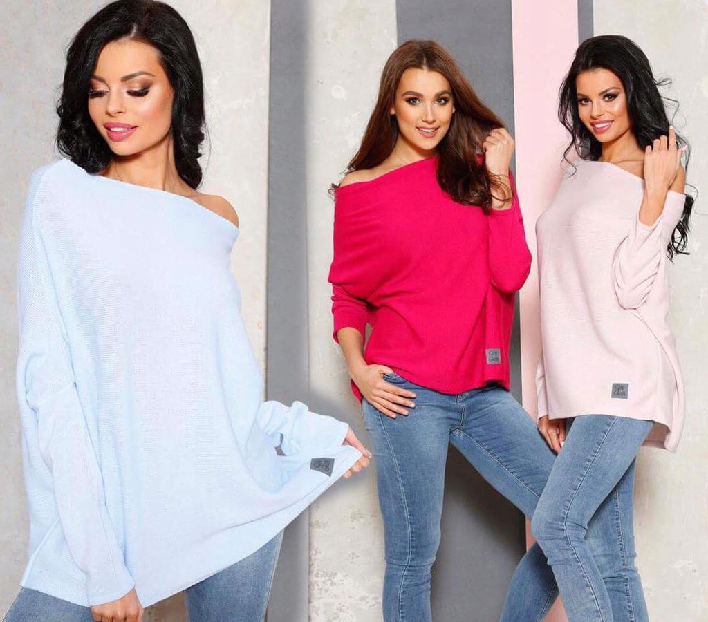 

Sweterek Oversize Tunika Sweter Wool Odkryte Ramię