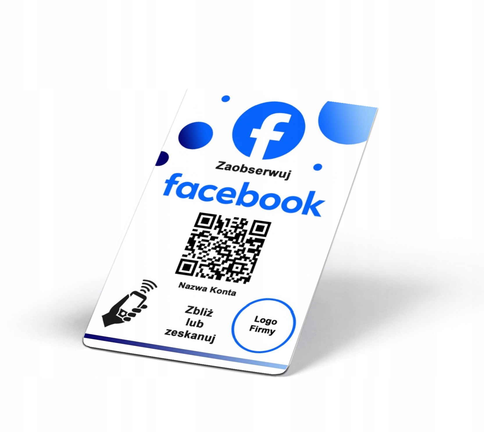 Personalizowana Karta z Chipem NFC do obserwacji na Facebook - Karta NFC