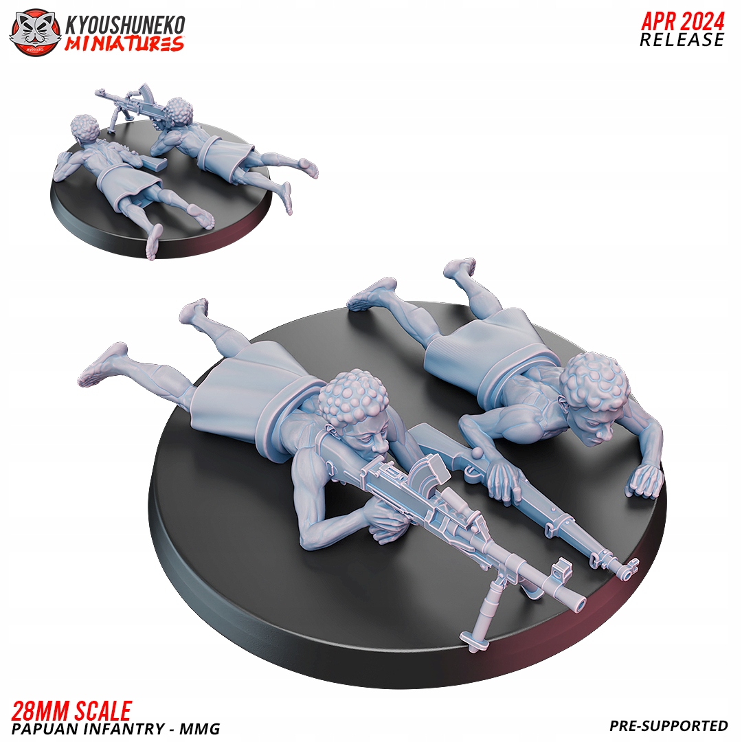 Papuan Infantry MMG Team x2 Kyoushuneko Miniatures