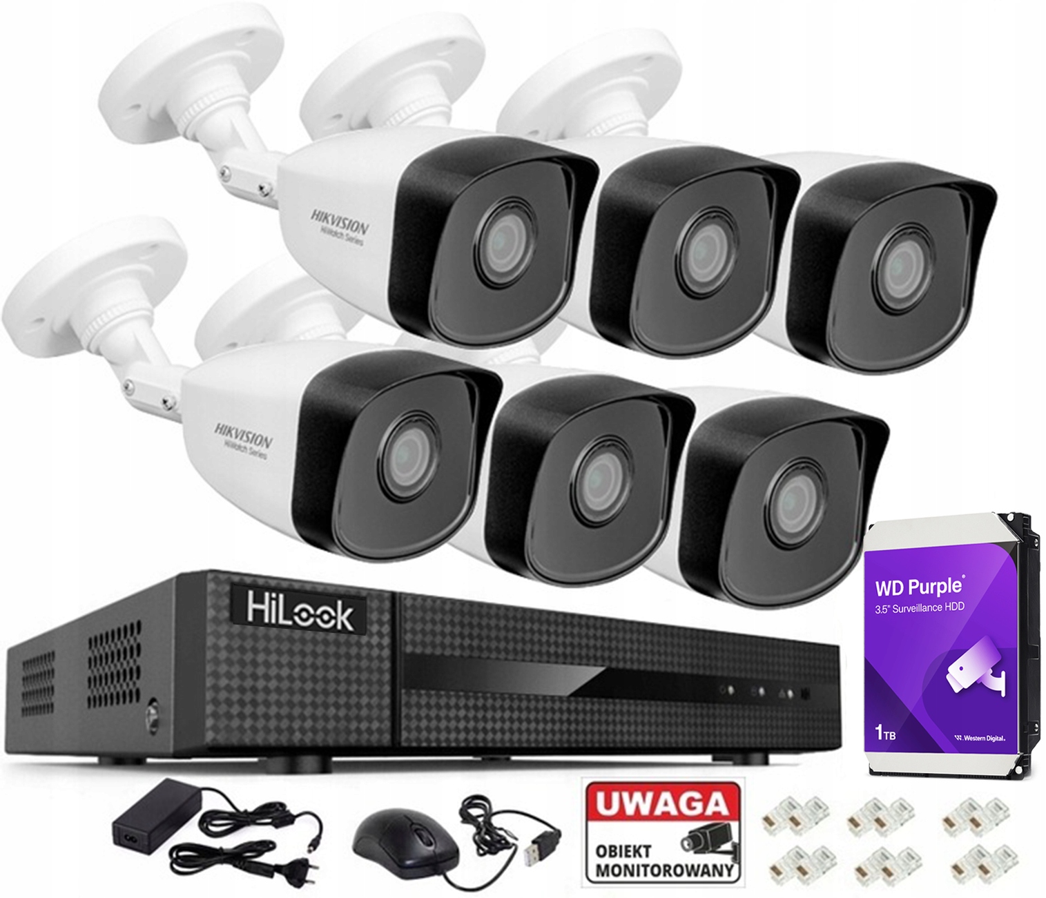 Monitorovací sada 6 kamer 2MPx Poe rekordér 1TB