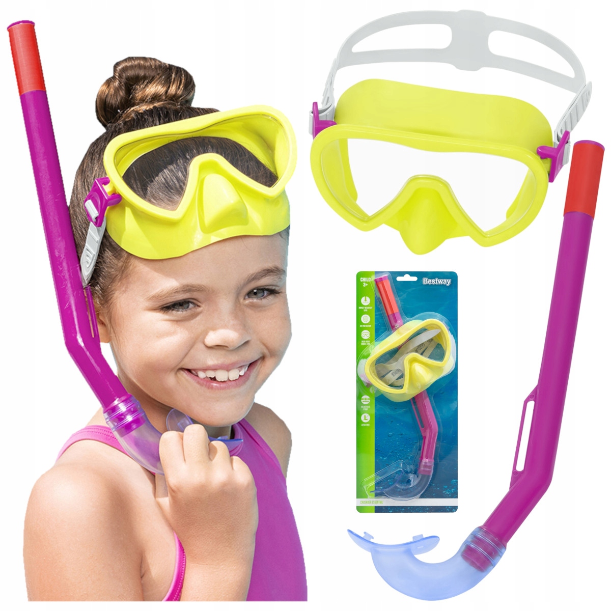 Zestaw Do Nurkowania dla dzieci okulary maska rurka +3 lata Bestway 24036
