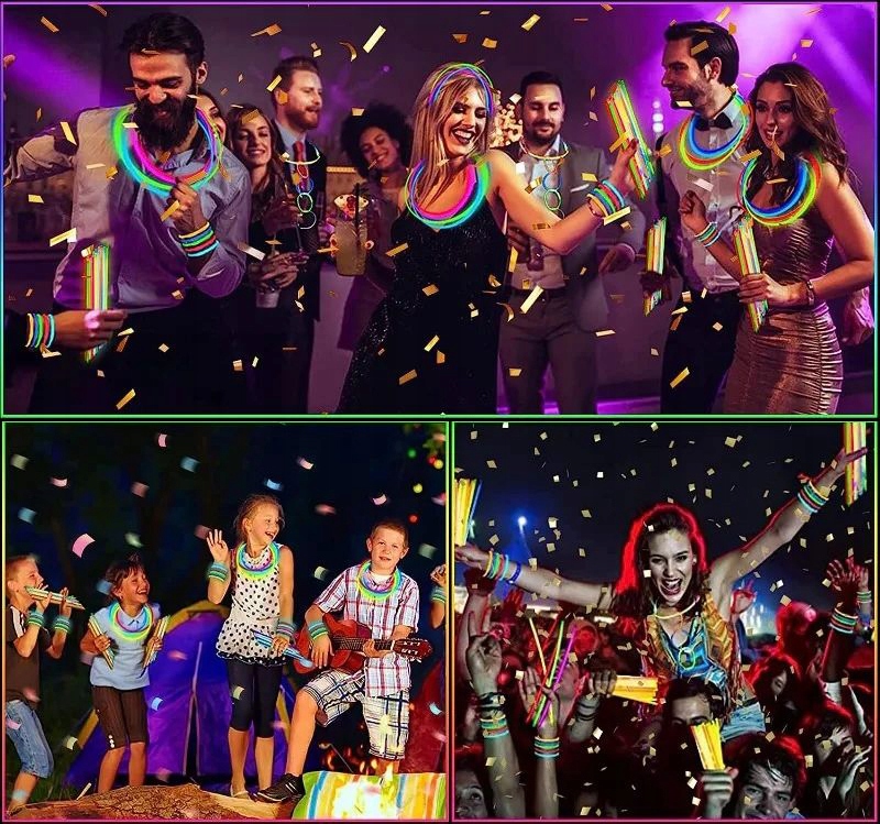 ŚWIECĄCE BRANSOLETKI OPASKI ŚWIATŁO CHEMICZNE PAŁECZKI ZESTAW 100 SZTUK Stan opakowania oryginalne