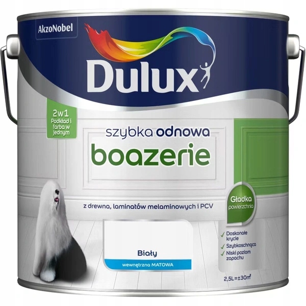 Farba renowacyjna do boazerii Szybka Odnowa biały mat 2,5L Dulux