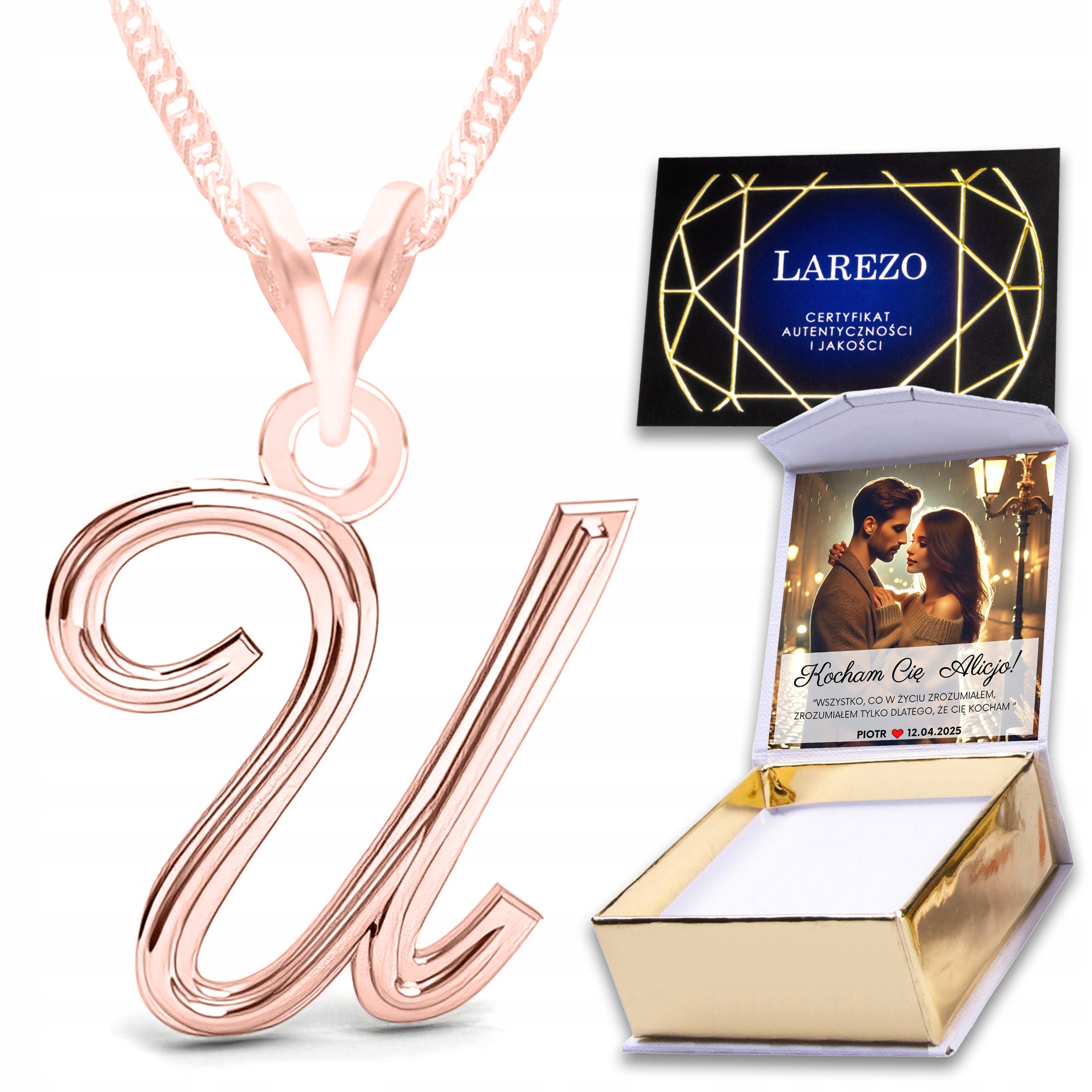 Náhrdelník Pozlacený Abeceda Písmeno U Iniciál Jméno Abeceda Potisk 925