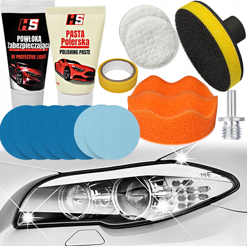 Zestaw Do Polerowania Lamp Regeneracji Reflektorów Pasta Pad Papier Ścierny