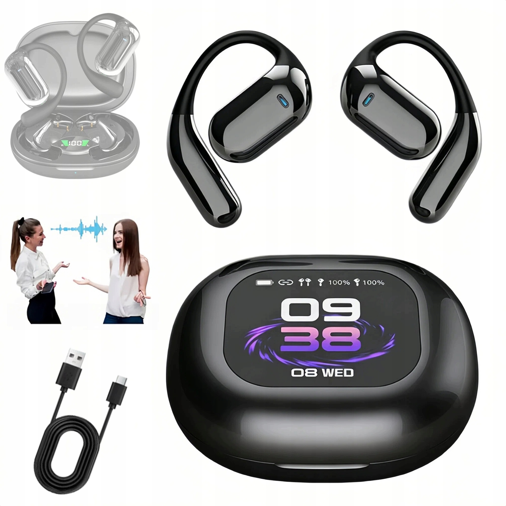 Sluchátka Bluetooth S Ai Překladatelem 144 jazyků Obousměrná S Pouzdro