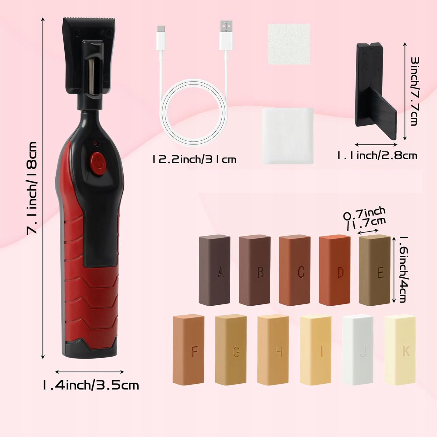 USB-C vaško lydytuvas medienos ir vinilo remontui, 11 spalvų – produkto nuotrauka 14