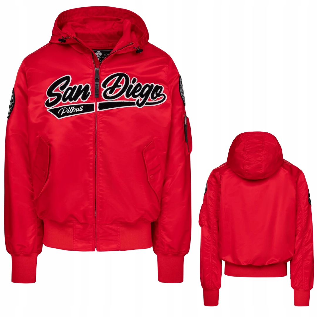 Piitbull West Coast Bomber Přechodová Bunda S Kapucí Fluo Red L