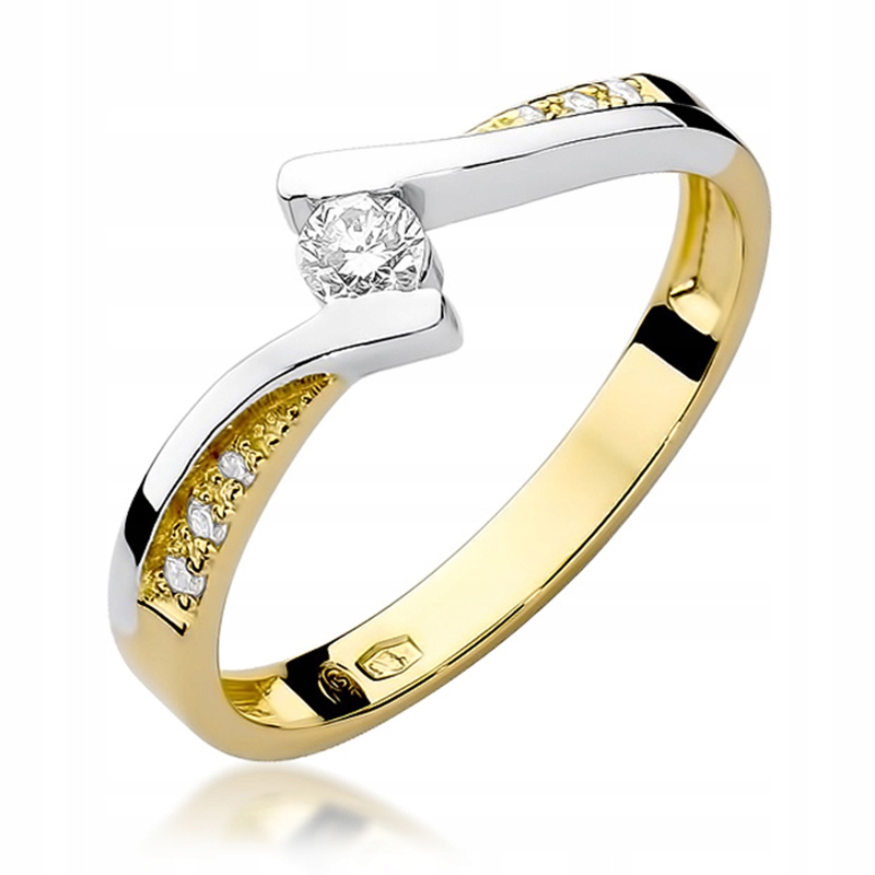 Výjimečný Zlatý 585 Prstýnek s Briliantem 0,16 ct