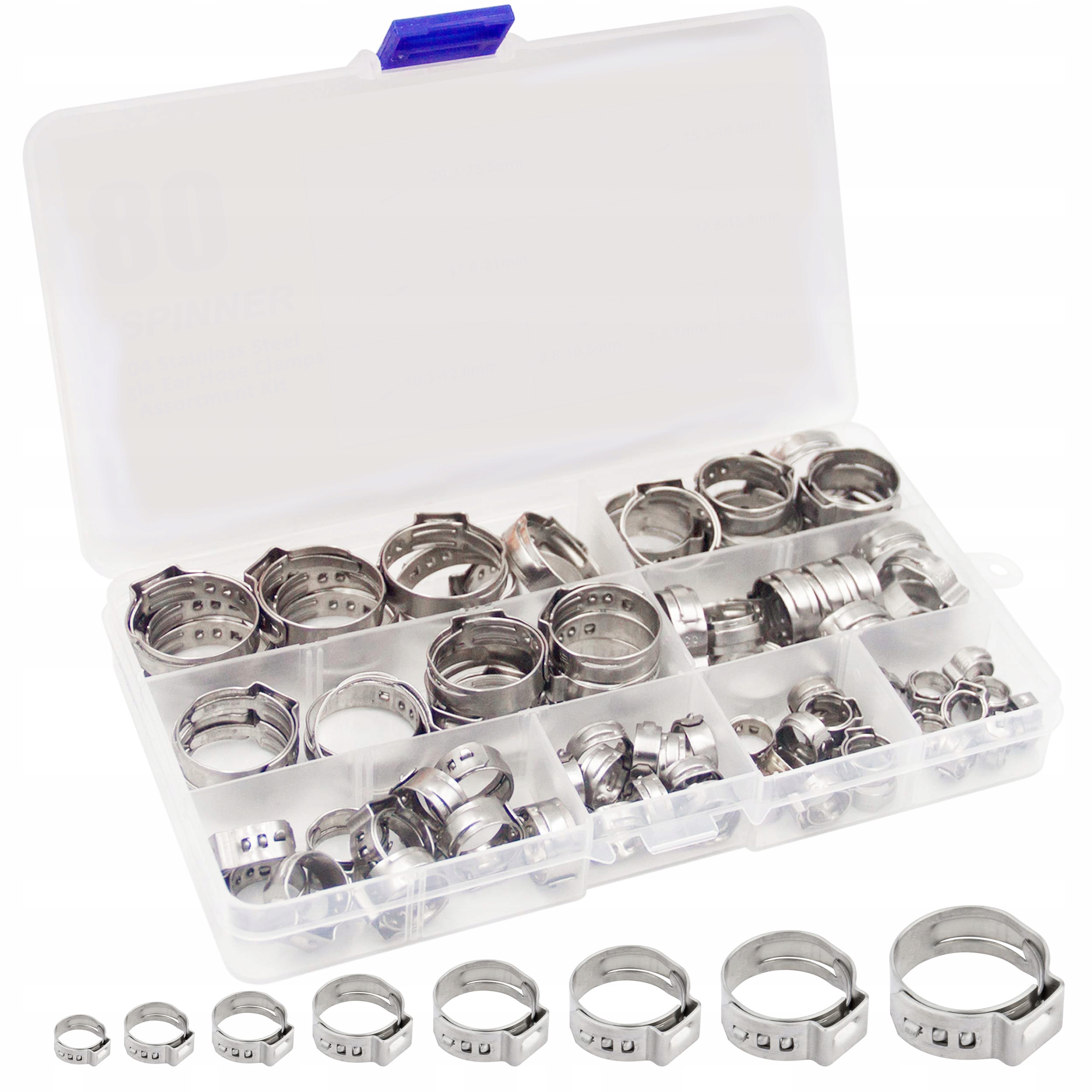 Zestaw do Pex: 80 szt. zacisków jednousznych ze stali nierdzewnej 304SS 1/4" 15/16"