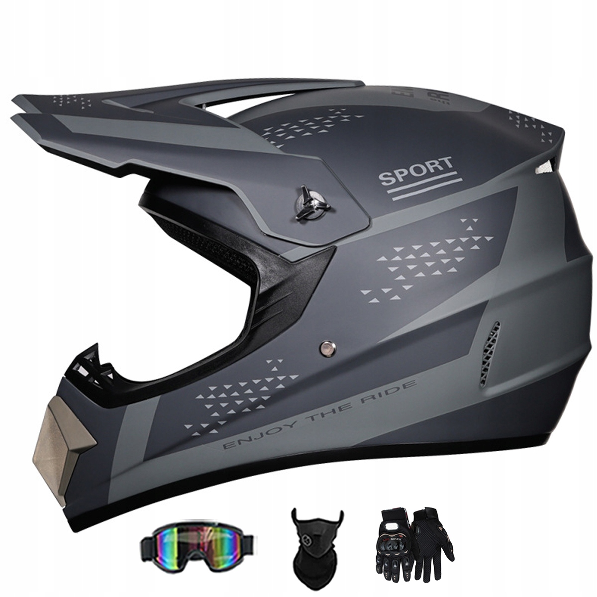 Motocyklová Přilba Lehká Enduro Quada Brýle Rukavice Maska M