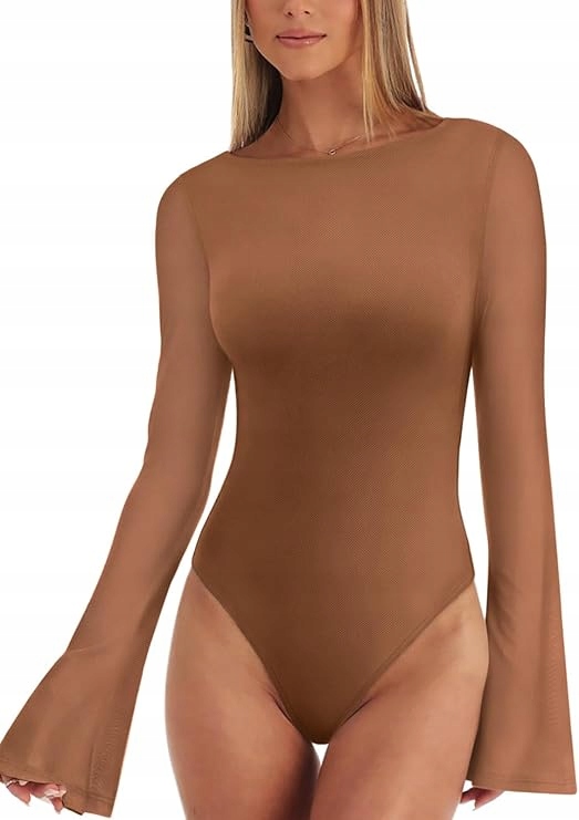 Reoria Dámské Body Výstupní Zvonkový Rukáv Elegantní Vintage Hnědé S