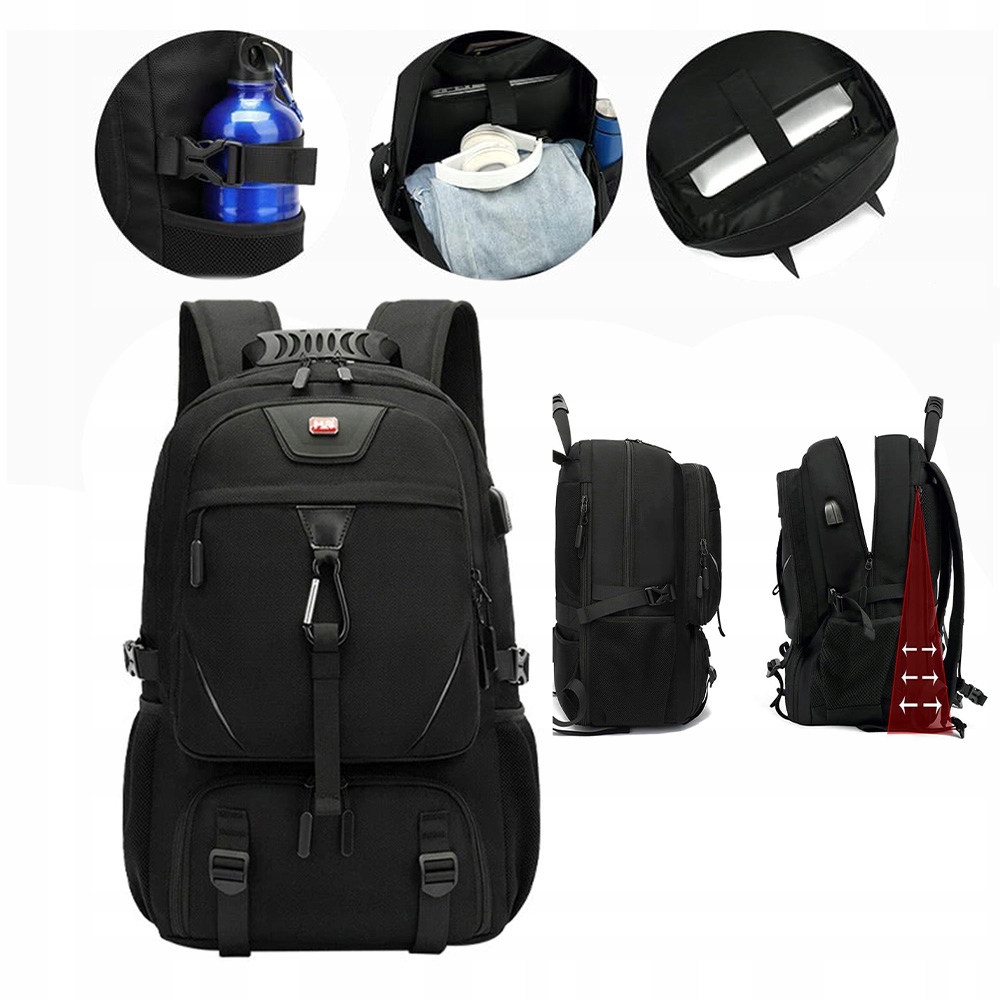 Plecak Męski Podróżny Do Szkoły Pracy Mocny Pojemny Turystyczny Trekkingowy