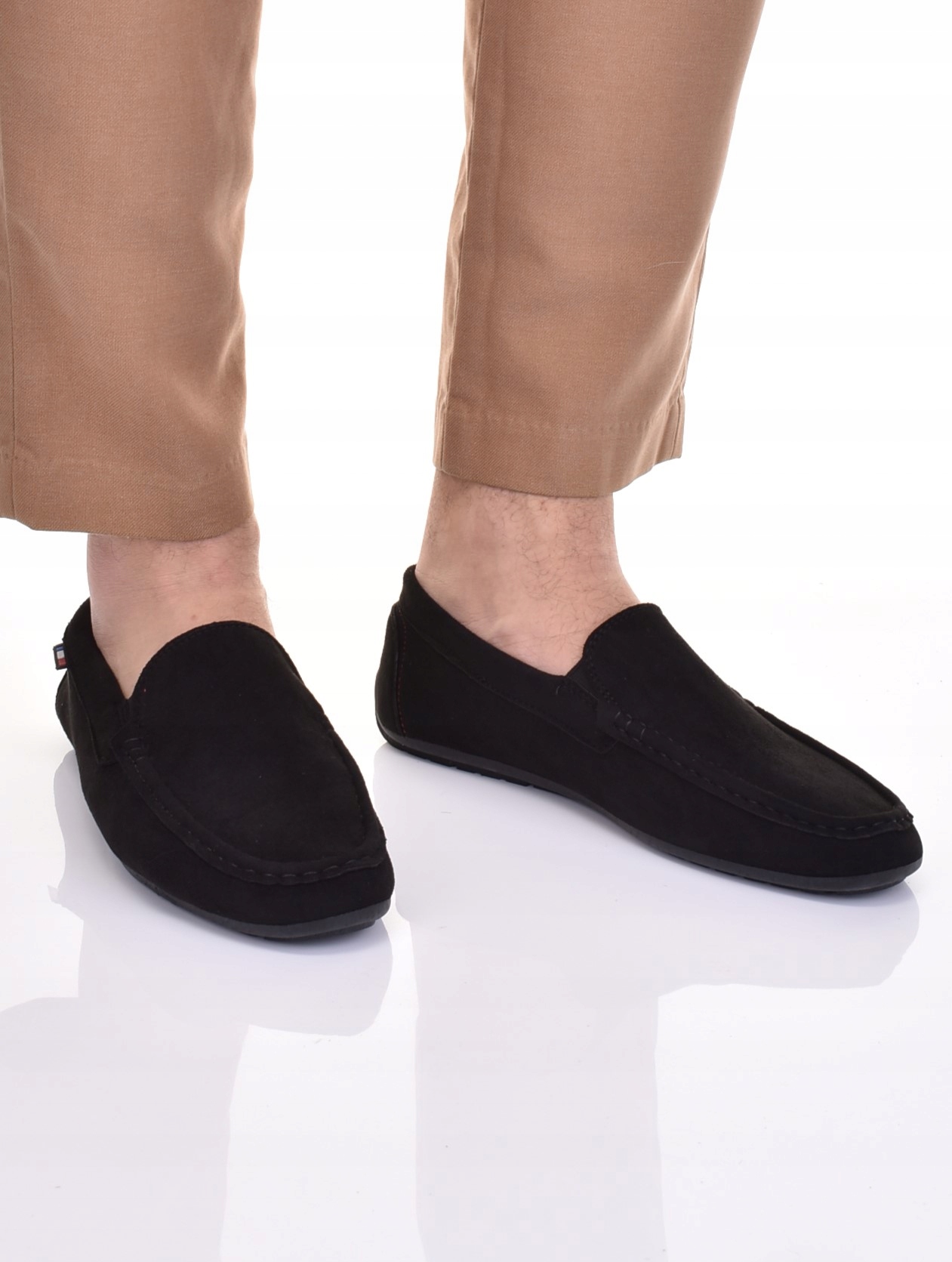 MĘSKIE MOKASYNY ELEGANCKIE OBUWIE WSUWANE CASUAL CZARNE Długość wkładki 28 cm