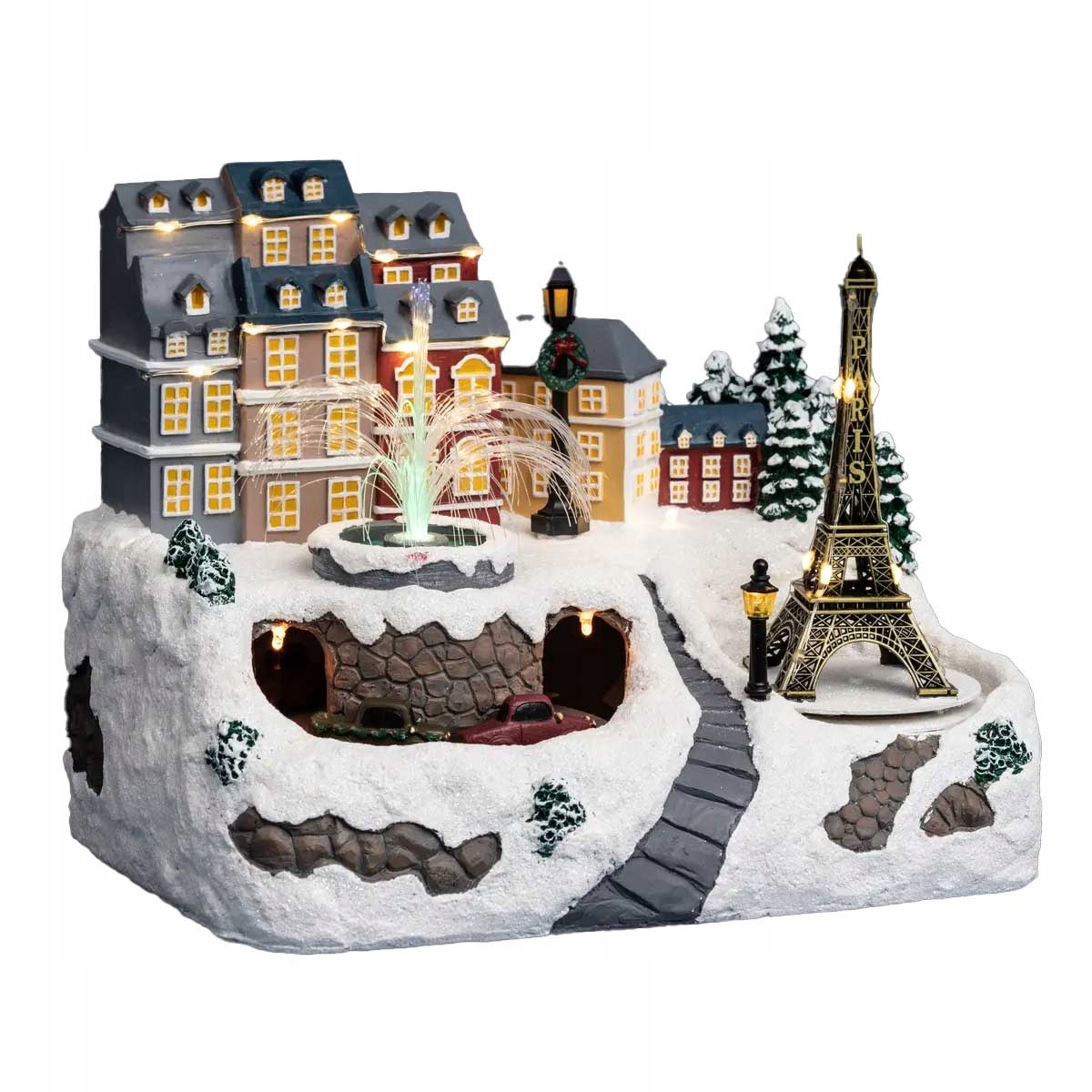 Pohyblivá Zimná Scéna S Eiffelovou Vežou Polyresin 28 5X20 5X23 CM 36 Led