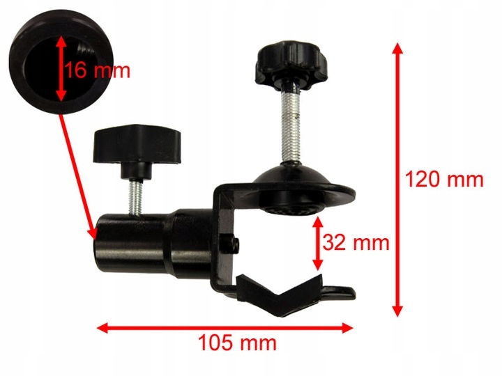 KLIP IMADŁO UCHWYT STUDYJNY 16mm MOCOWANIE RURKI Stan opakowania oryginalne