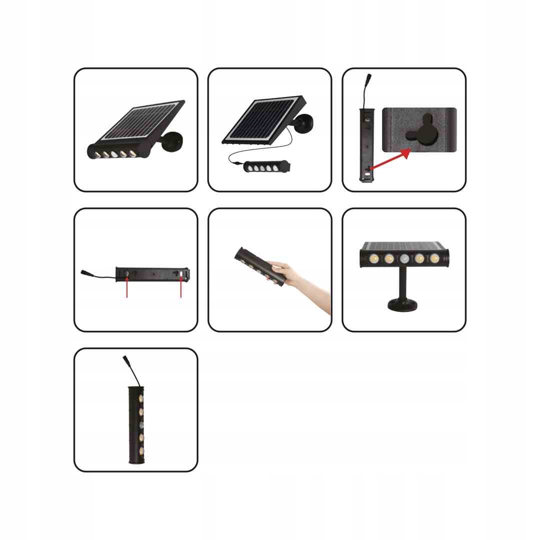 Lampa ogrodowa Solarna 8W 4000K na garaż wiatę Stopień ochrony IP IP65