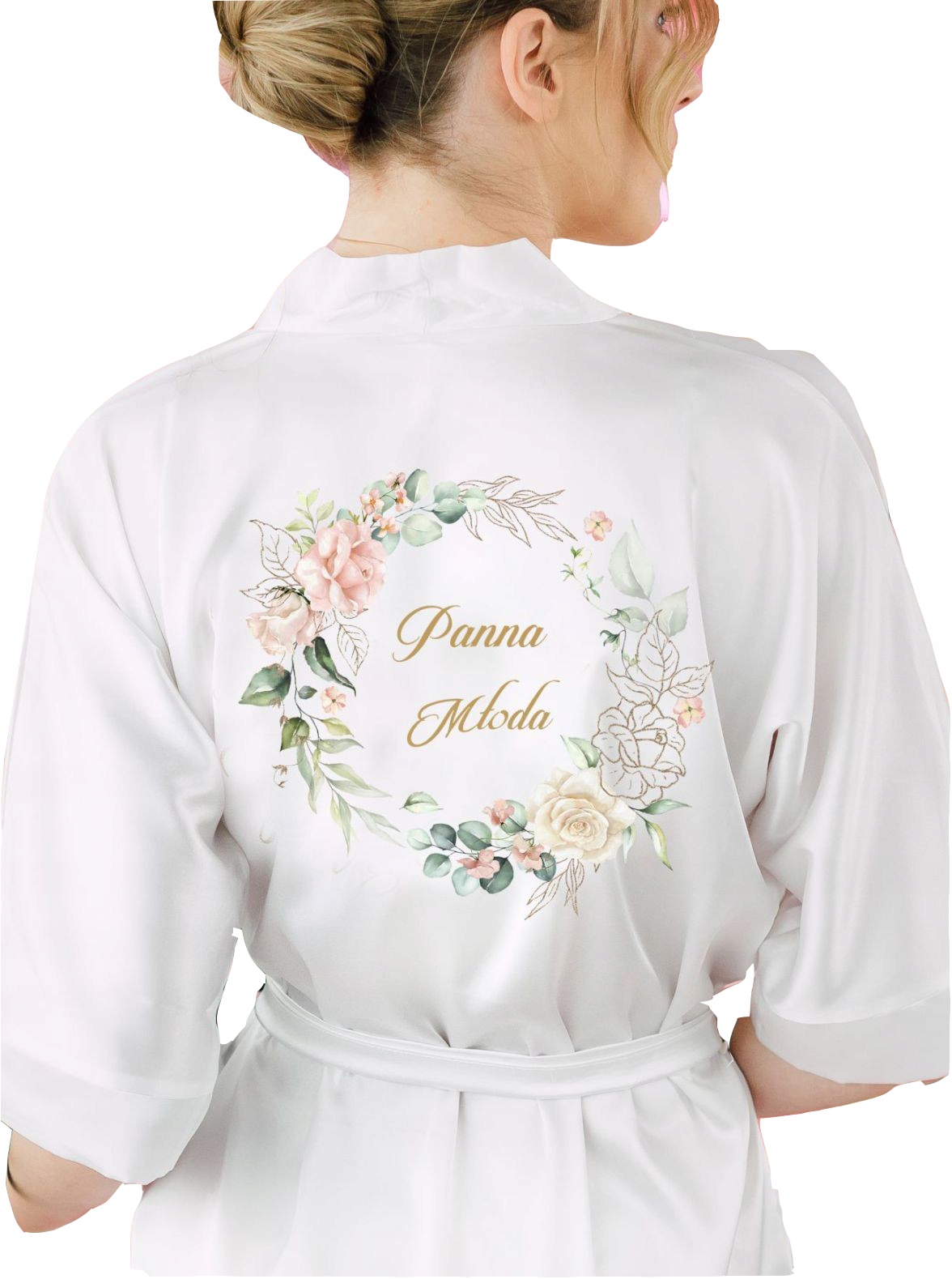 

Szlafrok ślubny satynowy wianek Panna Młoda