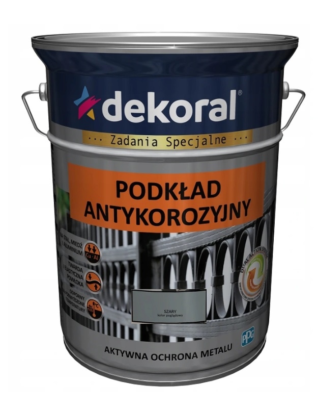 Dekoral podkład grunt antykorozyjny do metalu szary 5L Ral 7045