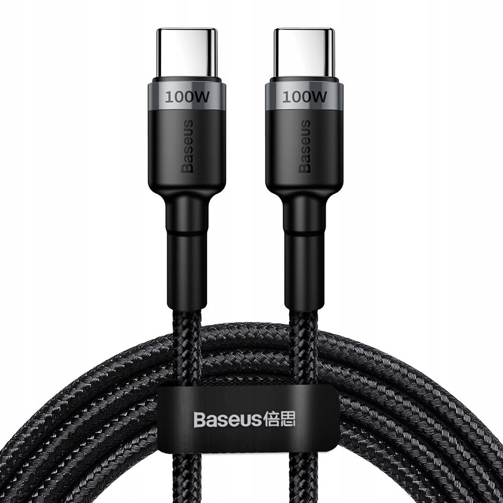 Cafule nylonowy kabel przewód Usb-c Power Delivery 2.0 100W 20V 5A 2m szary