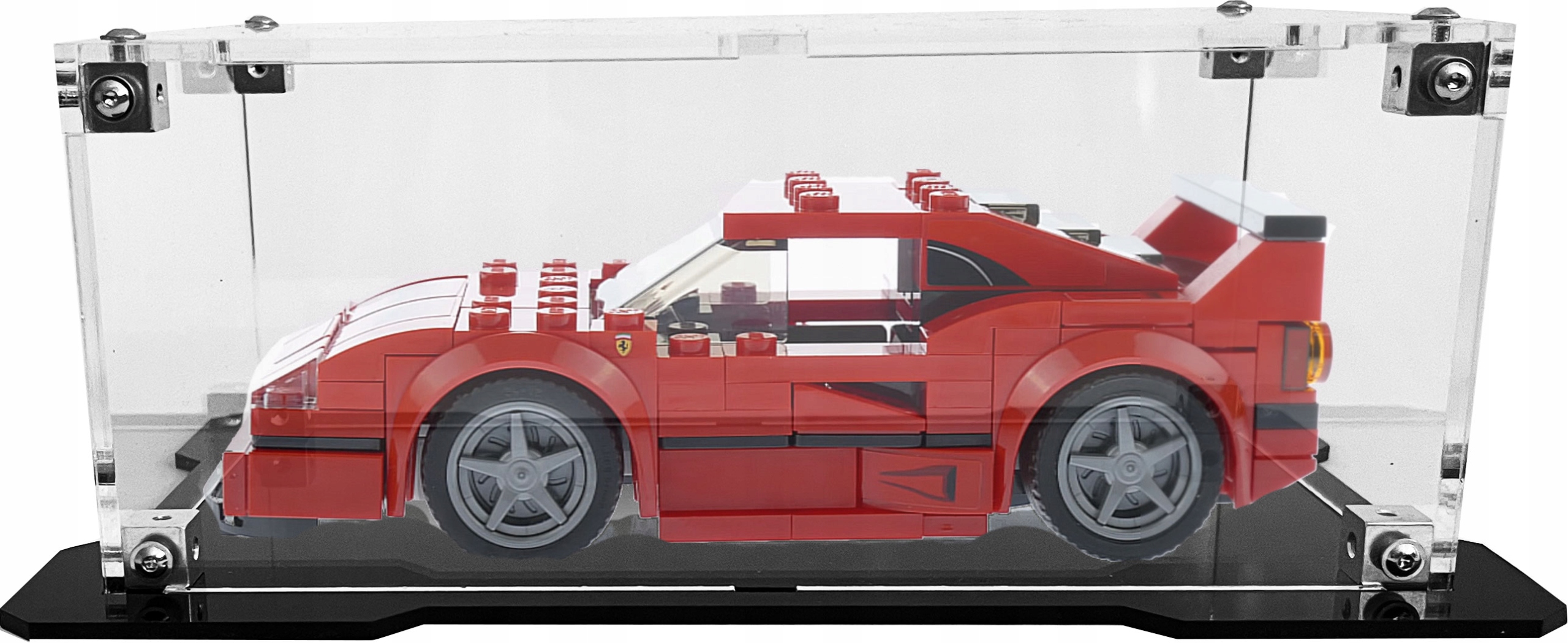 Vitrína s černou základnou pro stavebnici Lego 75890 Ferrari F40 Competizione