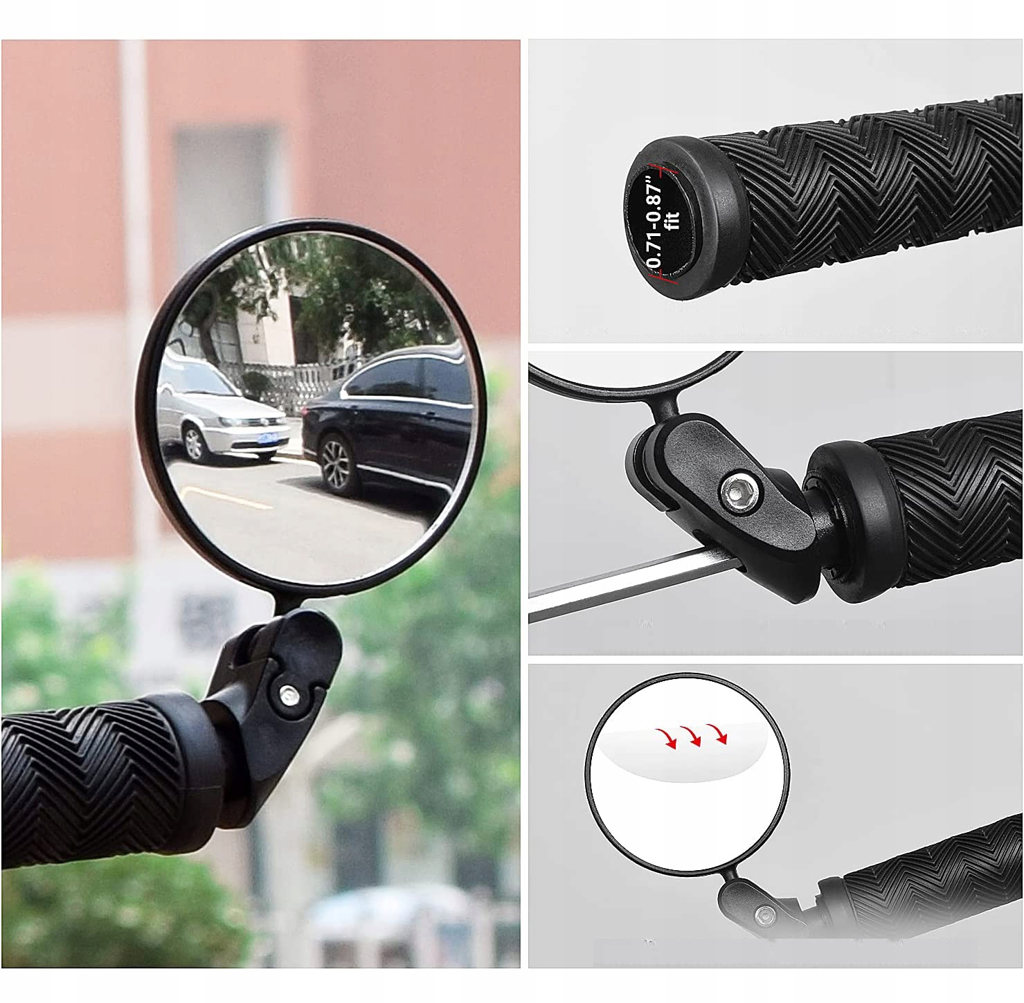 LUSTERKO ROWEROWE NA KIEROWNICE SKŁADANE WYPUKŁE 2szt Waga 90 g