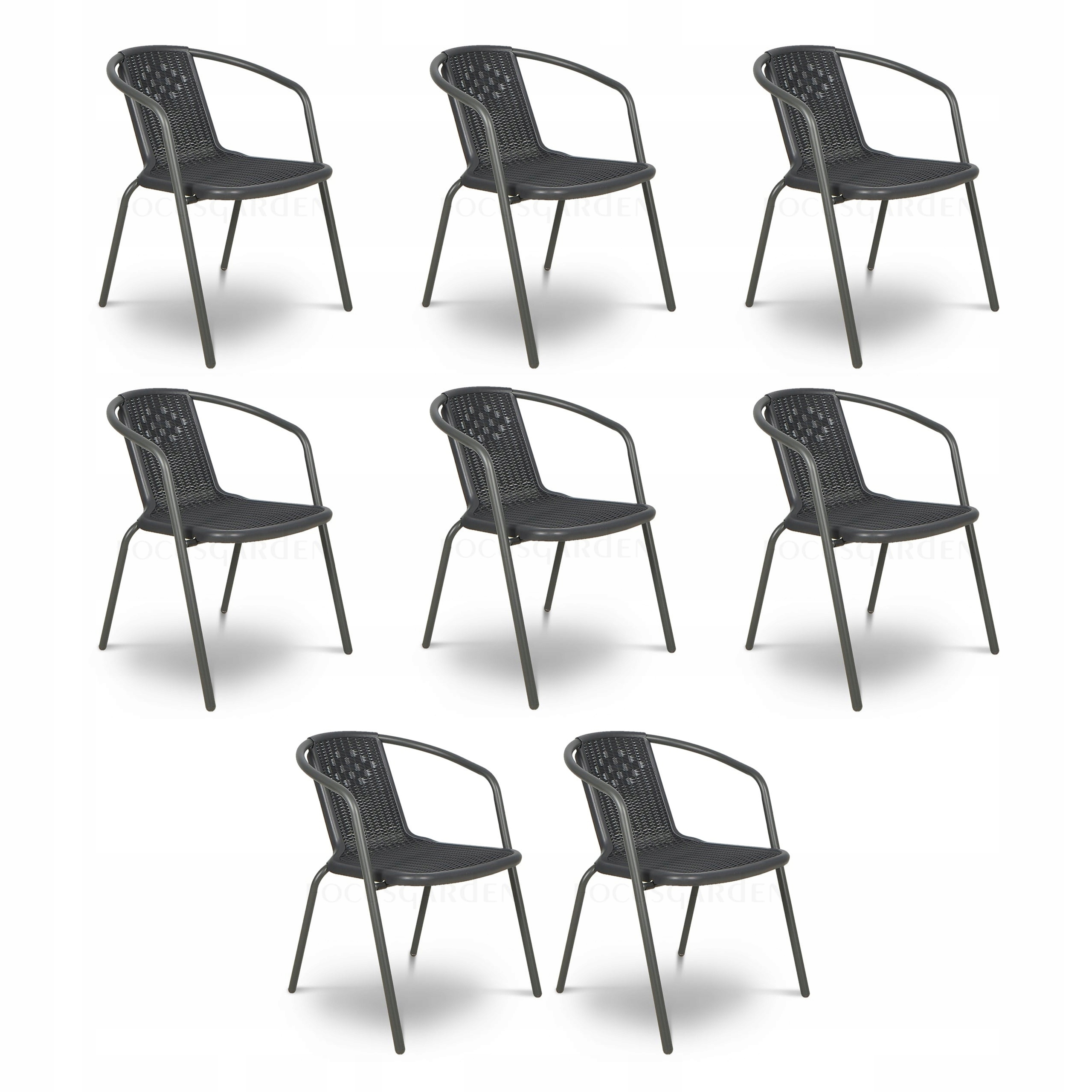 Sada Křesel Zahradní židle Simple Grafit na terasu, kov, sada 8 ks