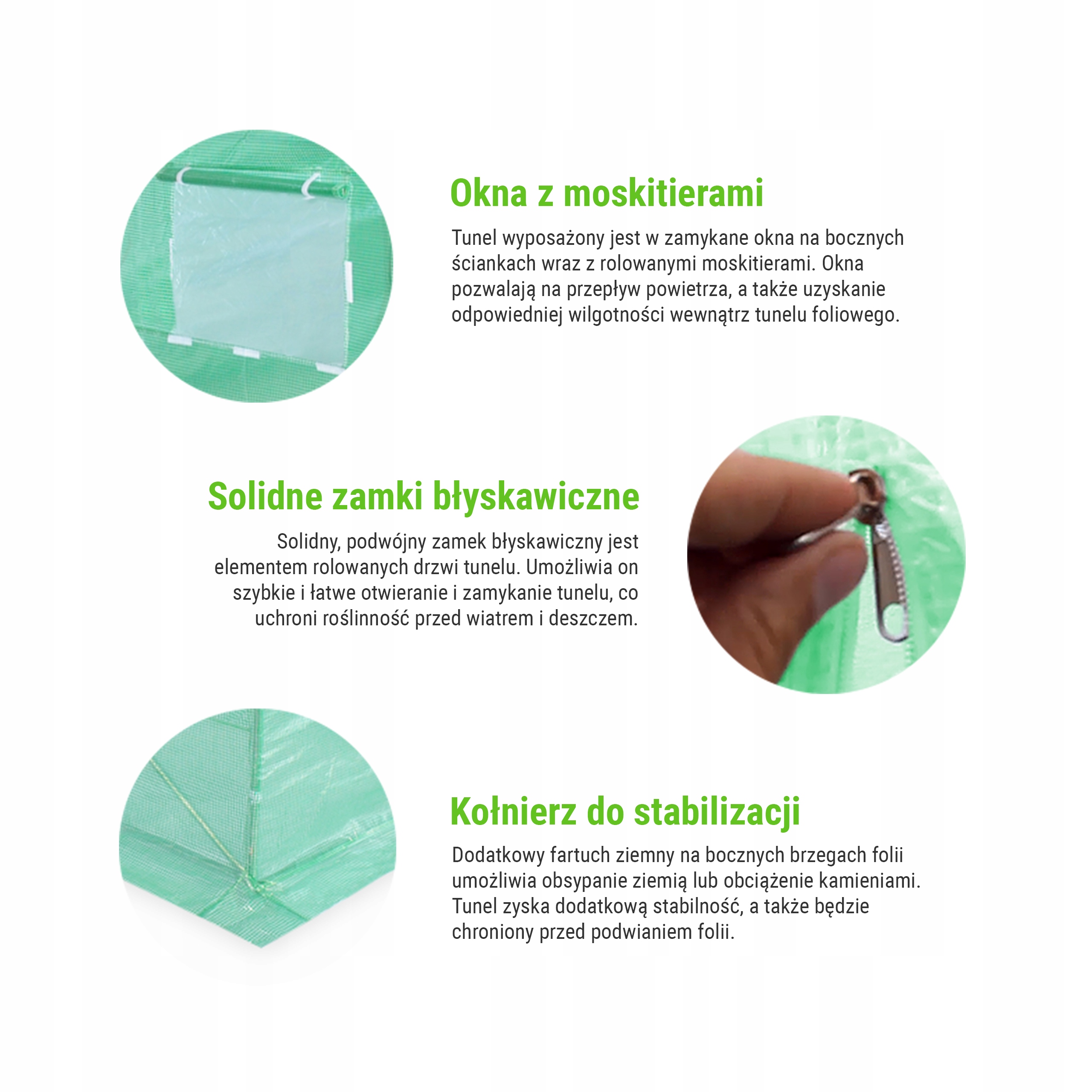 TUNEL FOLIOWY 2x3,5m (7m2) STELAŻ + FOLIA ZIELONA) Wysokość produktu 200 cm