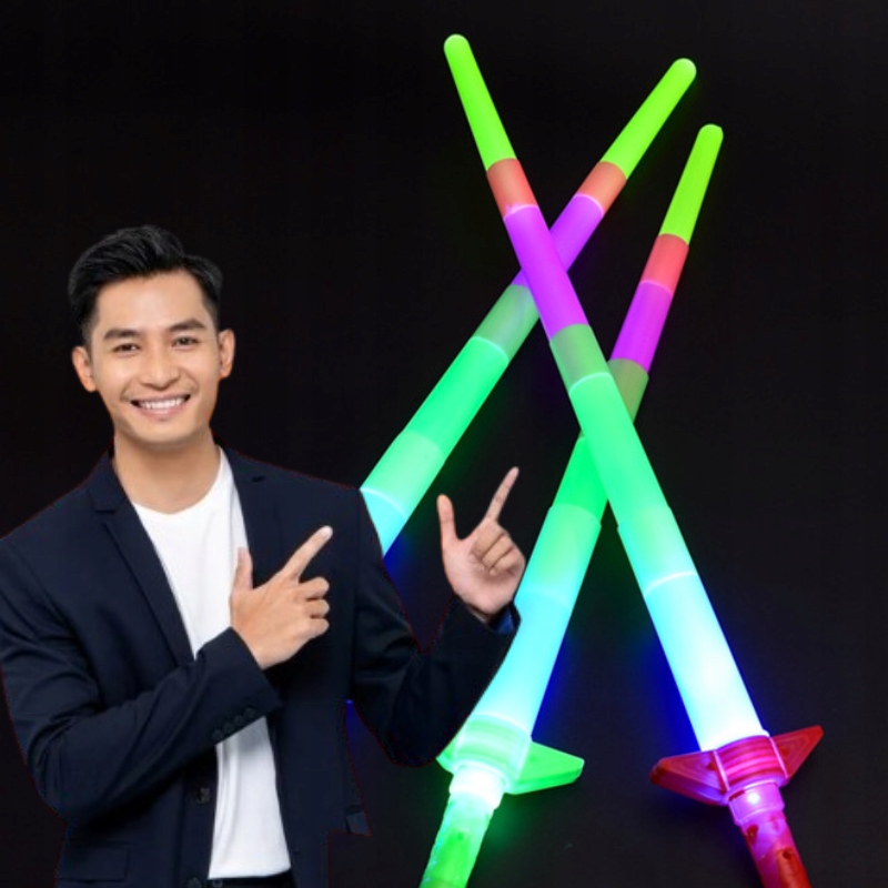 MIECZ ŚWIETLNY PARTY LED TELESKOPOWY DLA DZIECI SKŁADANY Z BATERIAMI - 3X Długość (cm) 61